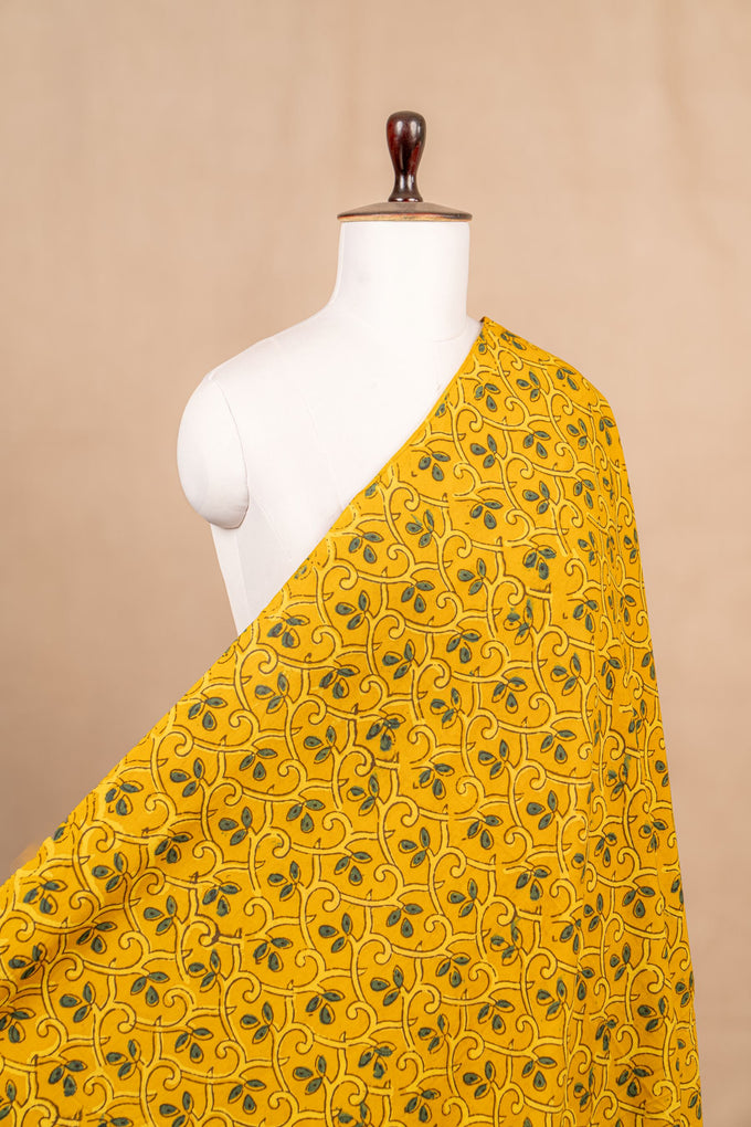 Yellow Ajrakh Cotton Block Print