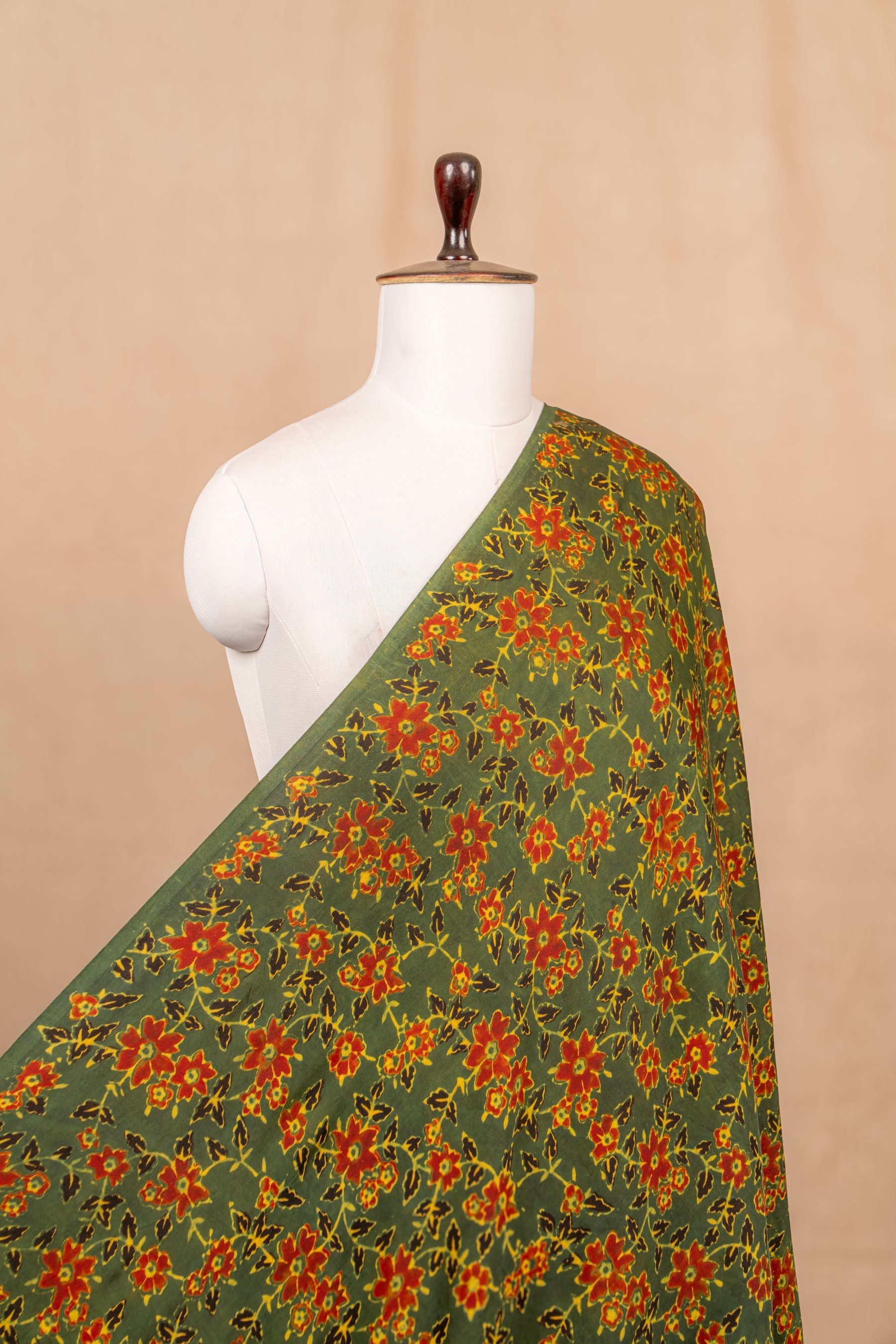 Green Ajrakh Cotton Block Print