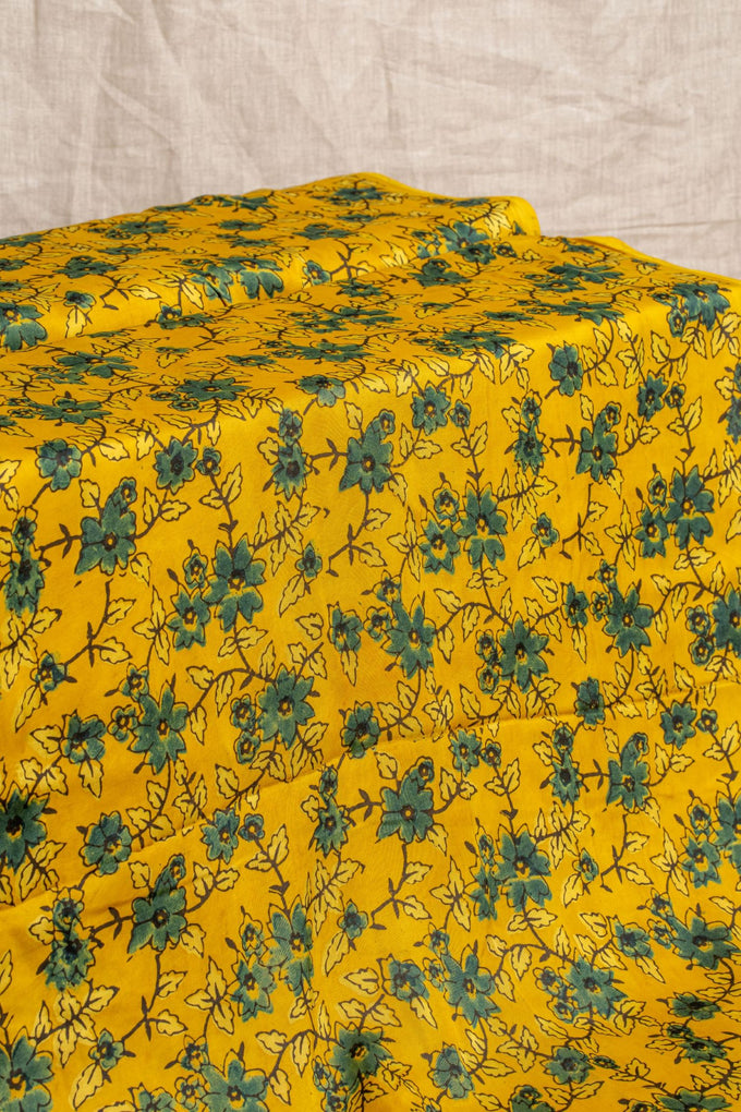 Yellow Ajrakh Cotton Block Print