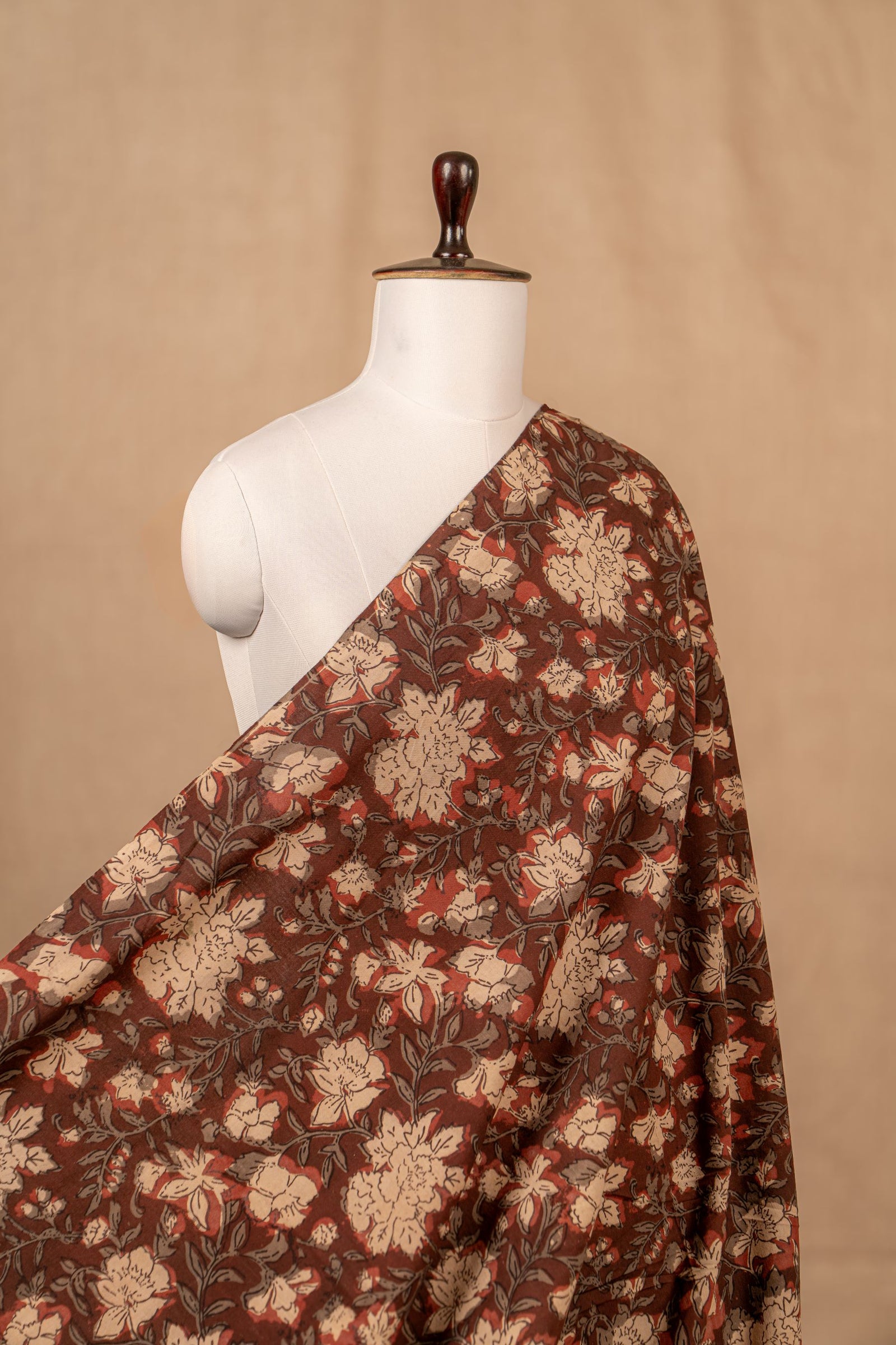 Brown Bagru And Dabu Cotton Block Print