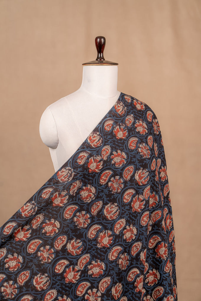 Black Bagru And Dabu Cotton Block Print