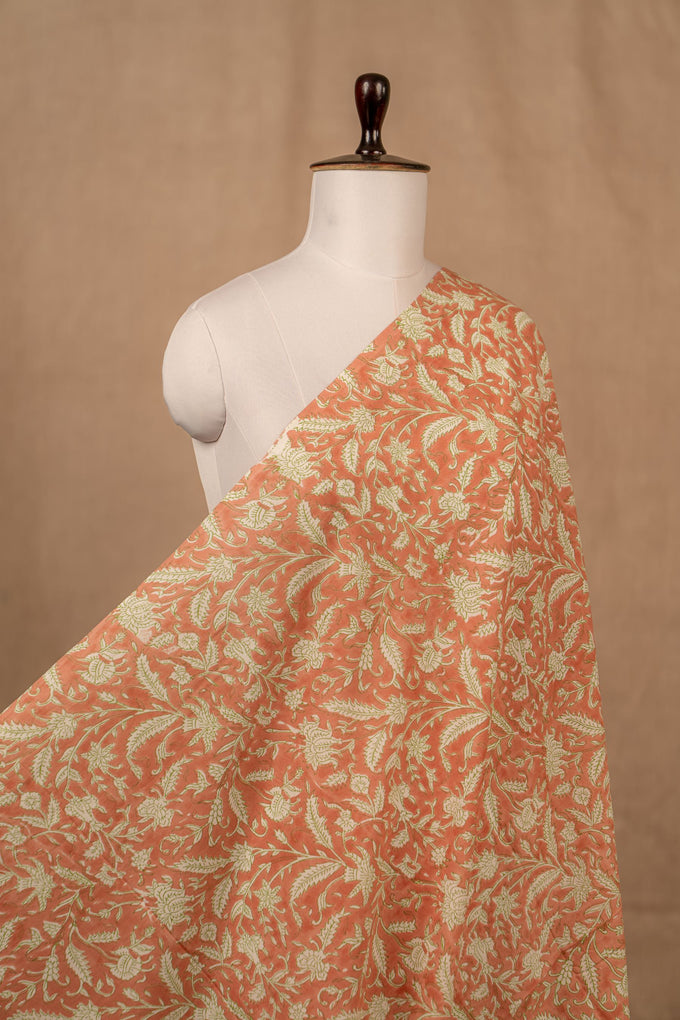 Peach Bagru And Dabu Cotton Block Print