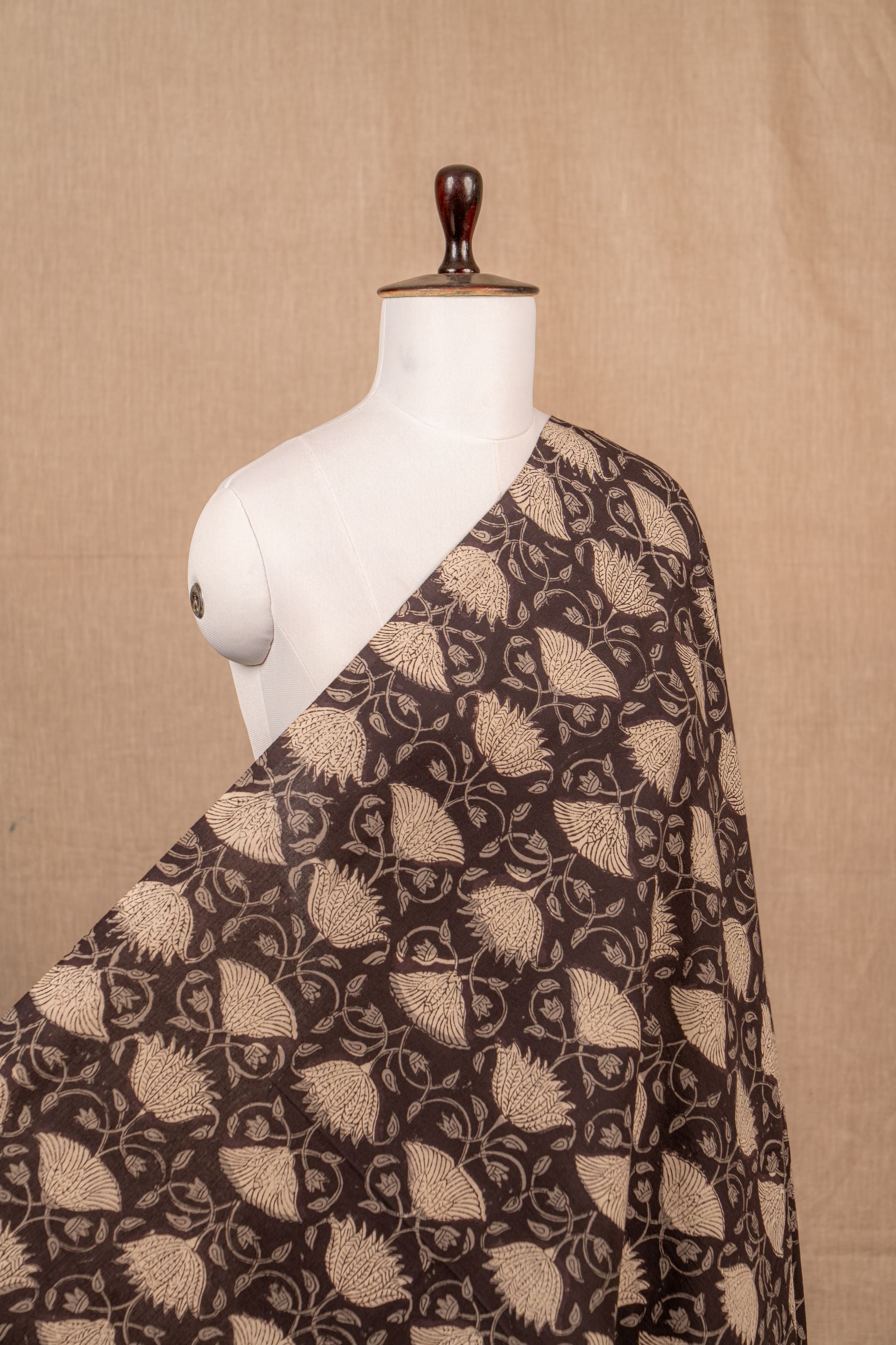 Black Kalamkari Handblock Cotton Block Print
