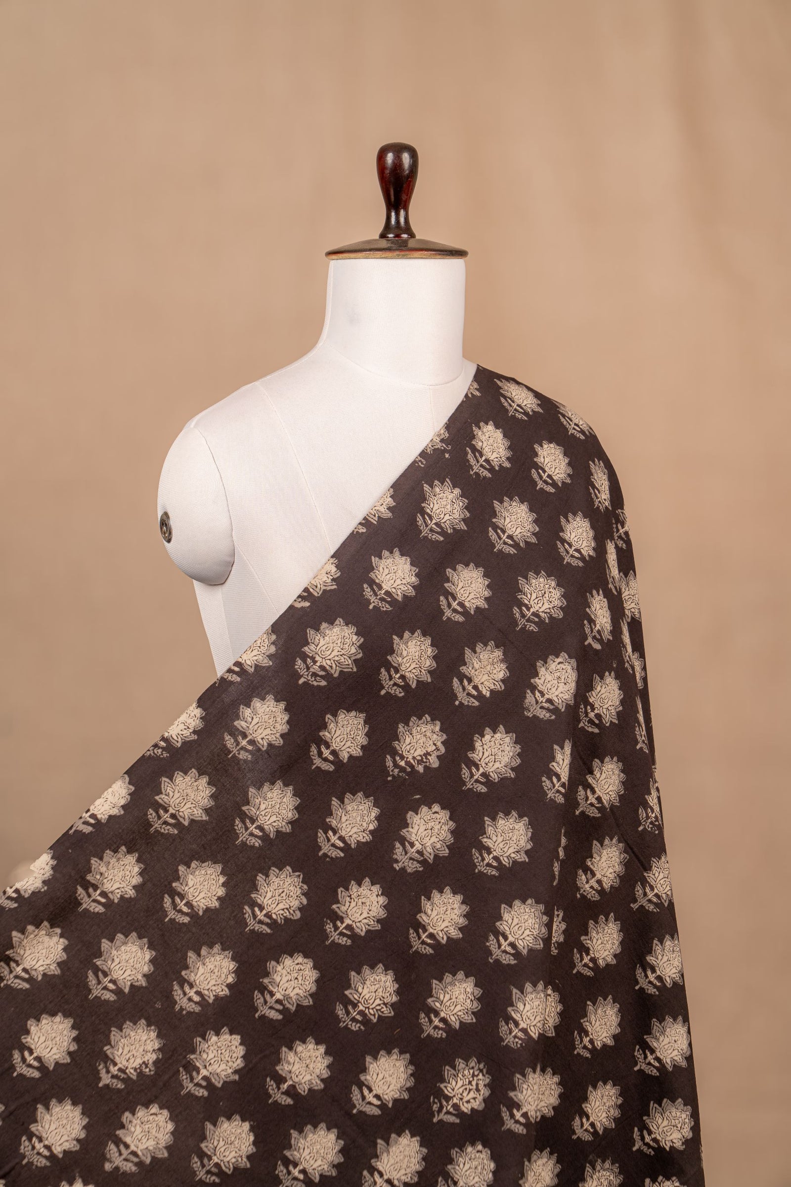 Black Kalamkari Handblock Cotton Block Print