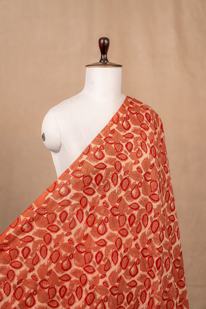 Peach Vanaspati Block Print Cotton Block Print