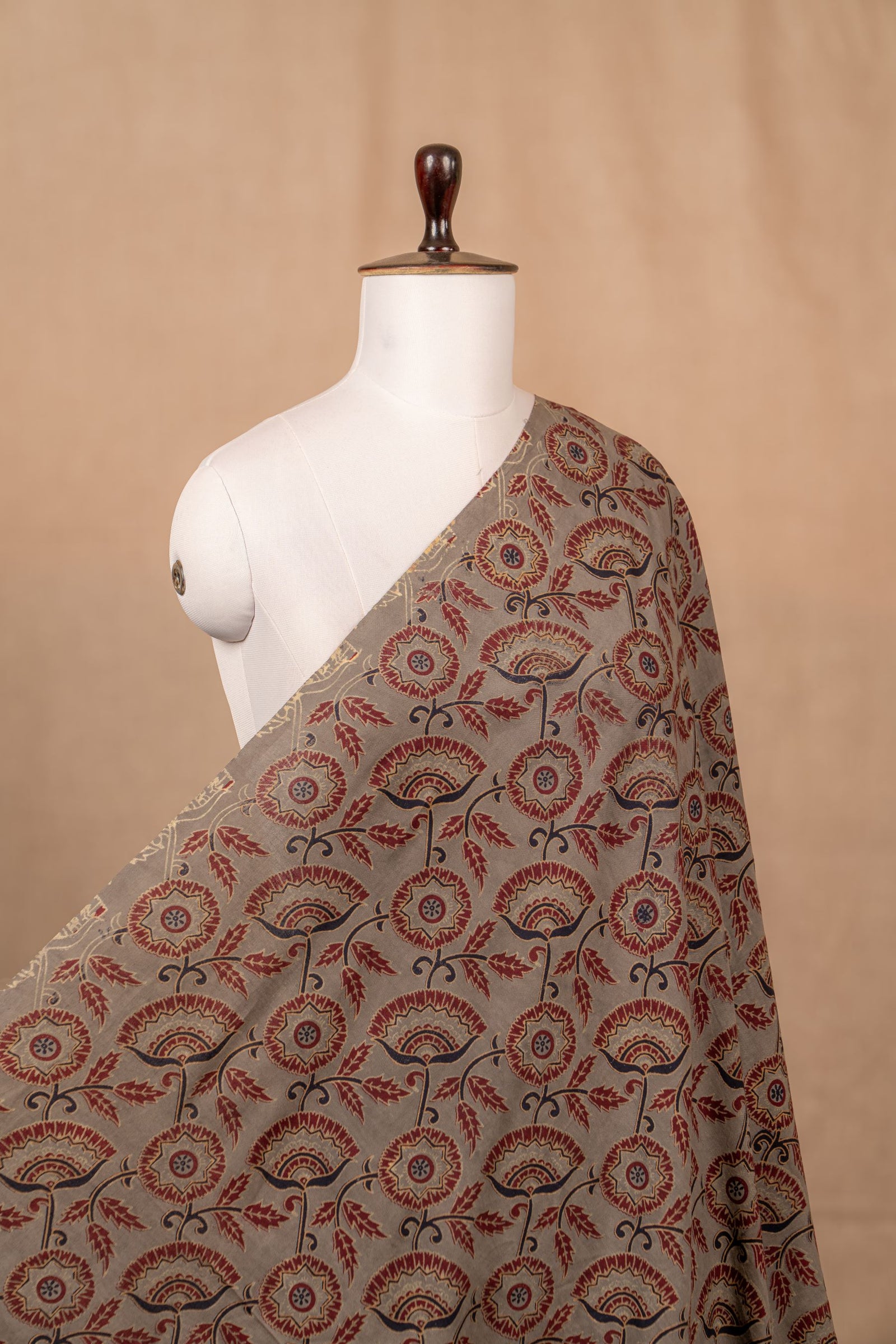 Grey Vanaspati Print Cotton Block Print