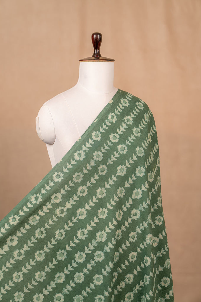Teal Green Bagru And Dabu Cotton Block Print