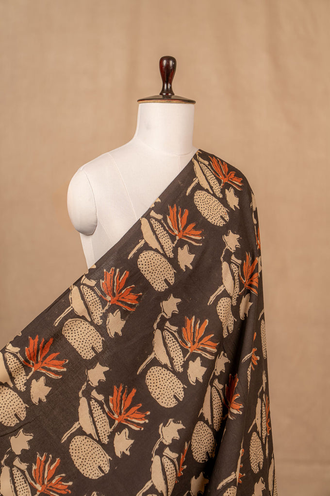 Black Bagru And Dabu Cotton Block Print