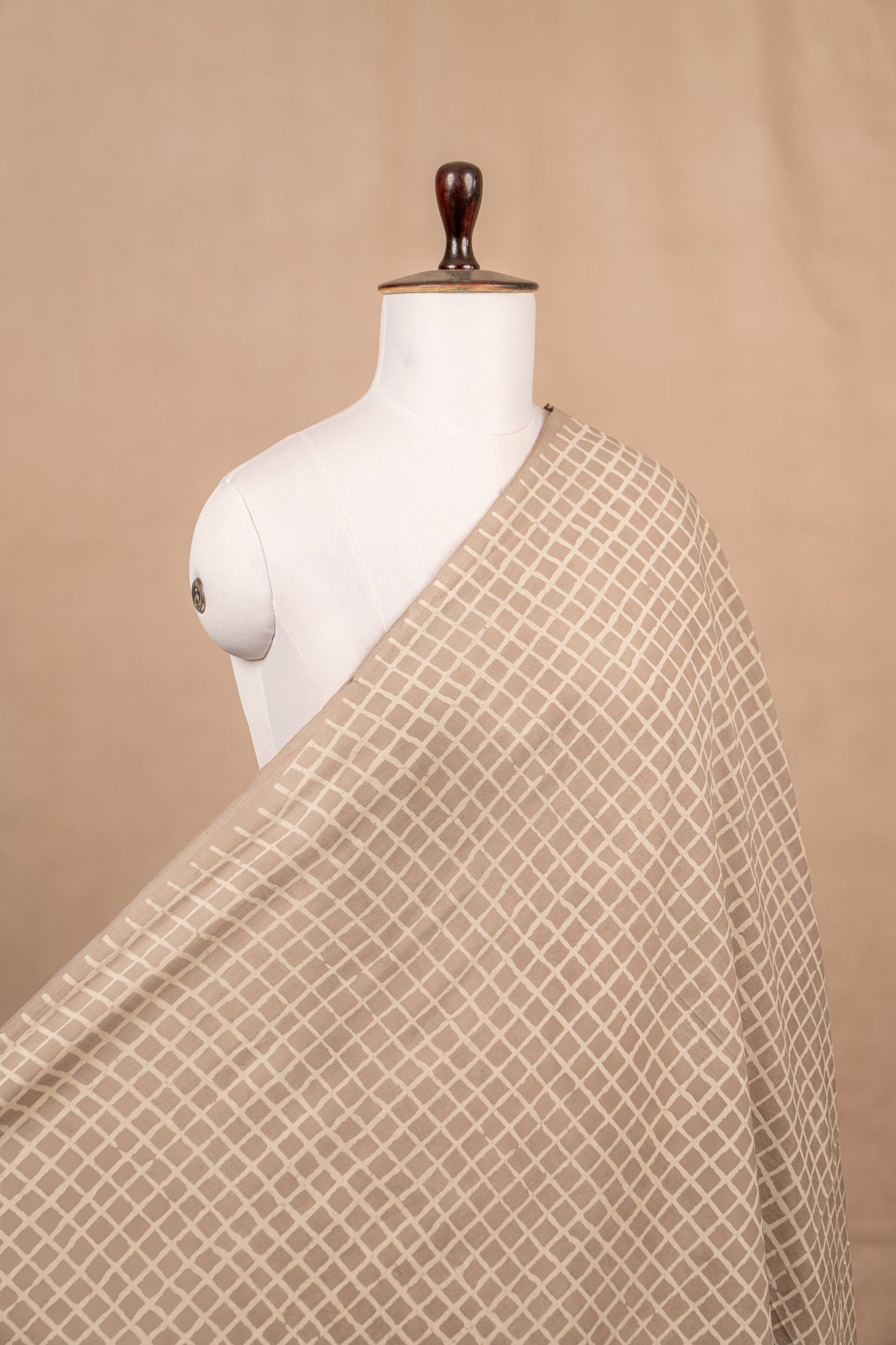 Grey Bagru And Dabu Cotton Block Print