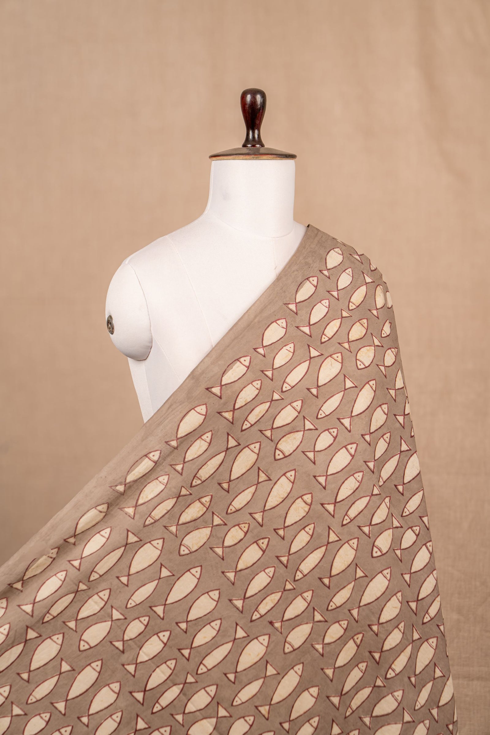 Grey Bagru And Dabu Cotton Block Print