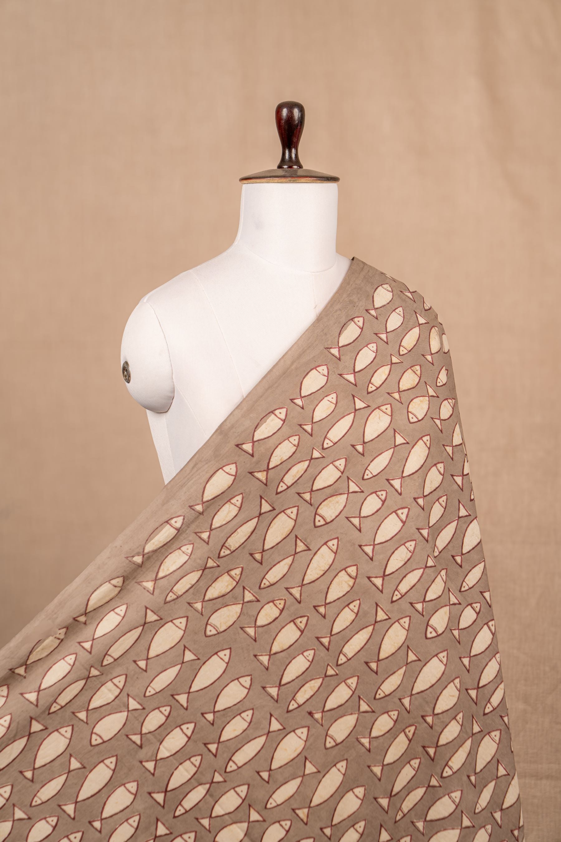 Grey Bagru And Dabu Cotton Block Print