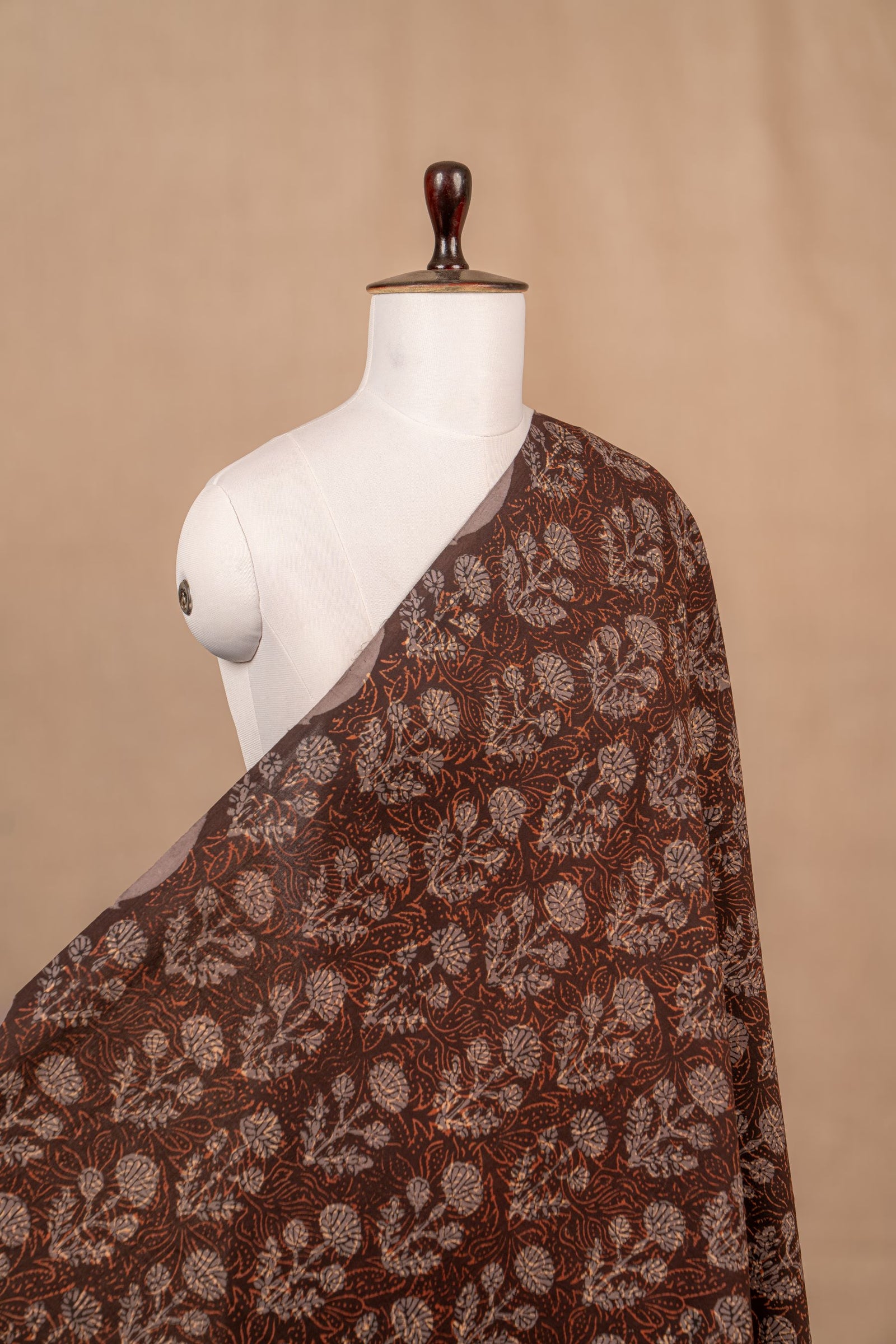 Brown Bagru And Dabu Cotton Block Print
