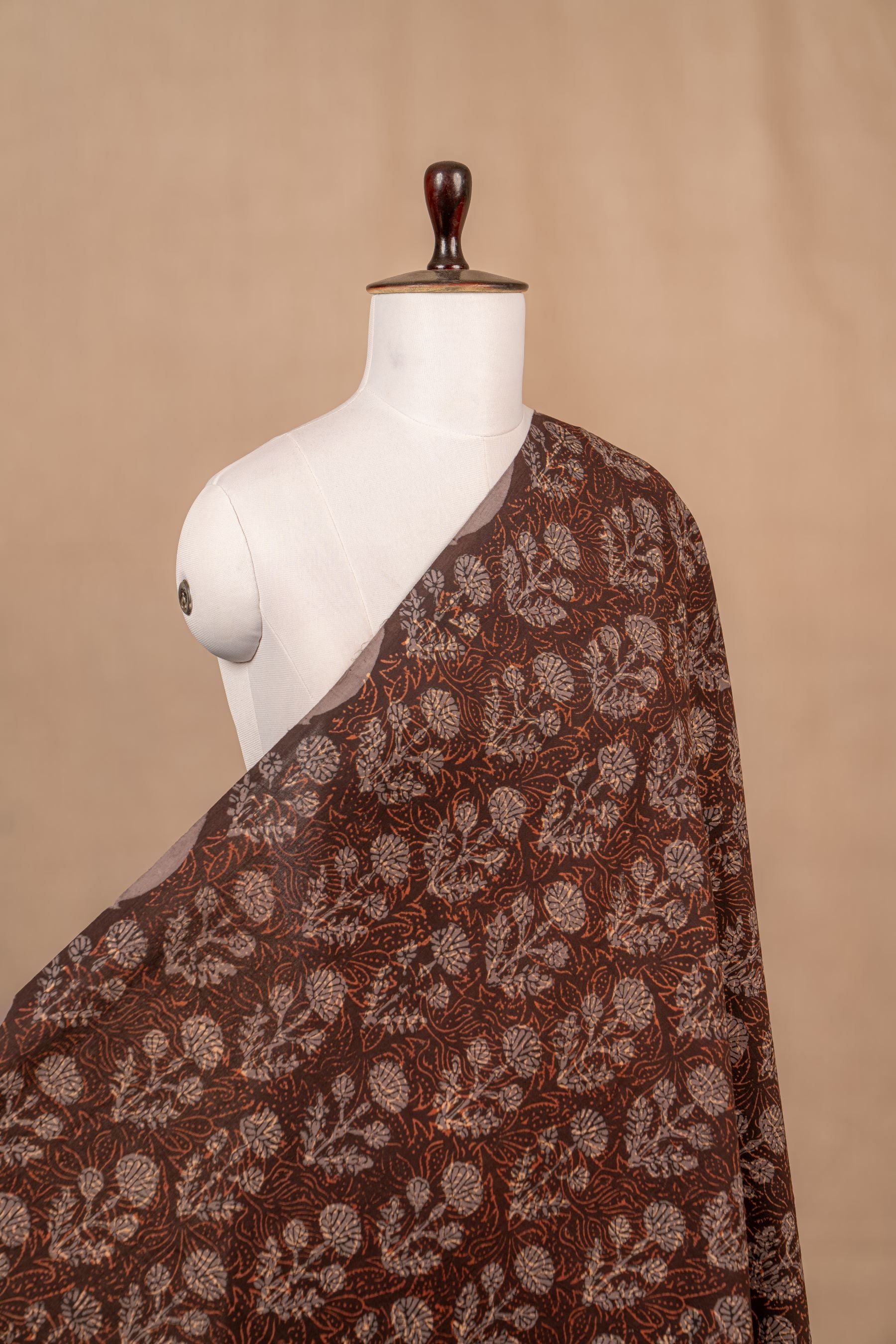 Brown Bagru And Dabu Cotton Block Print