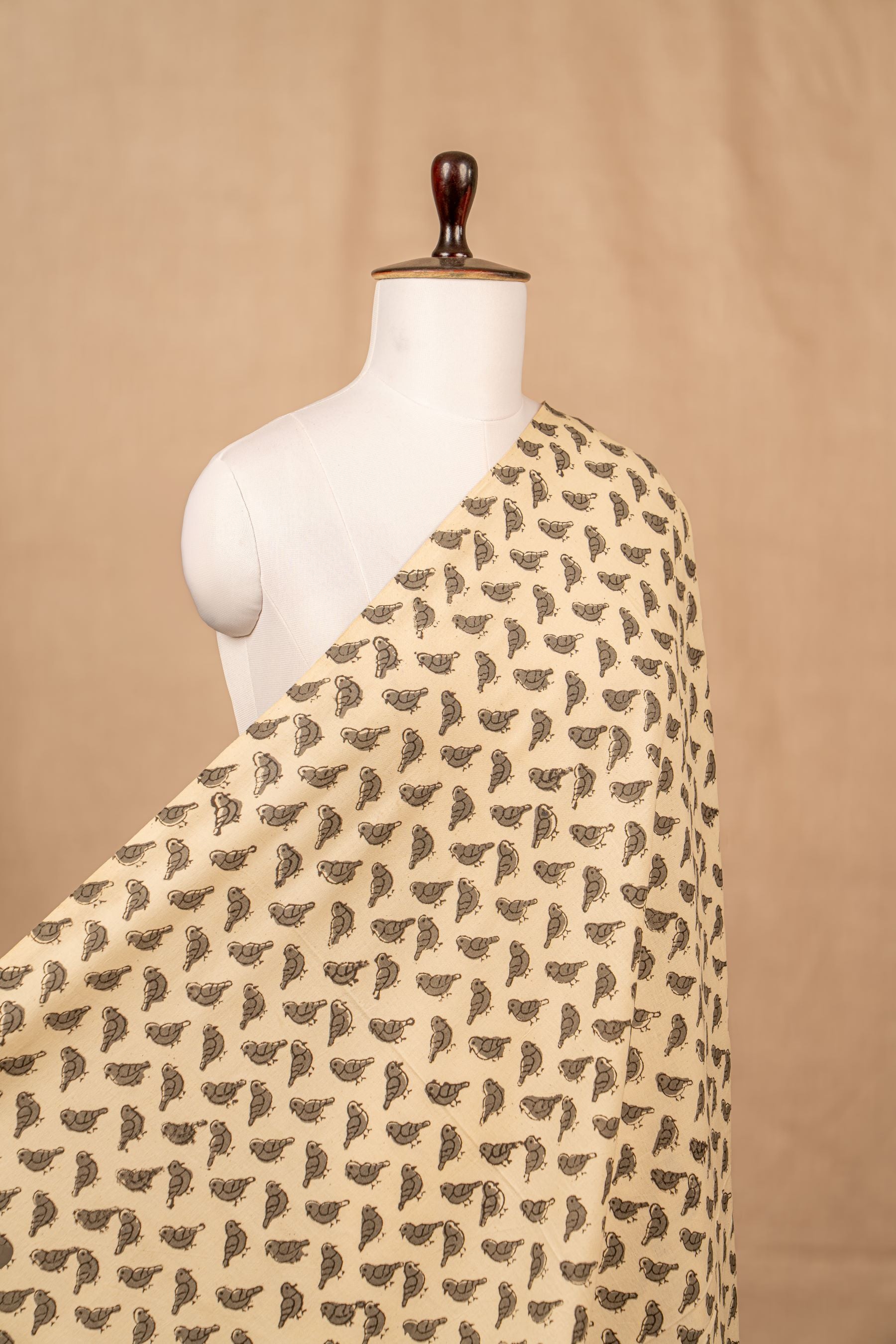 Off White Bagru And Dabu Cotton Block Print