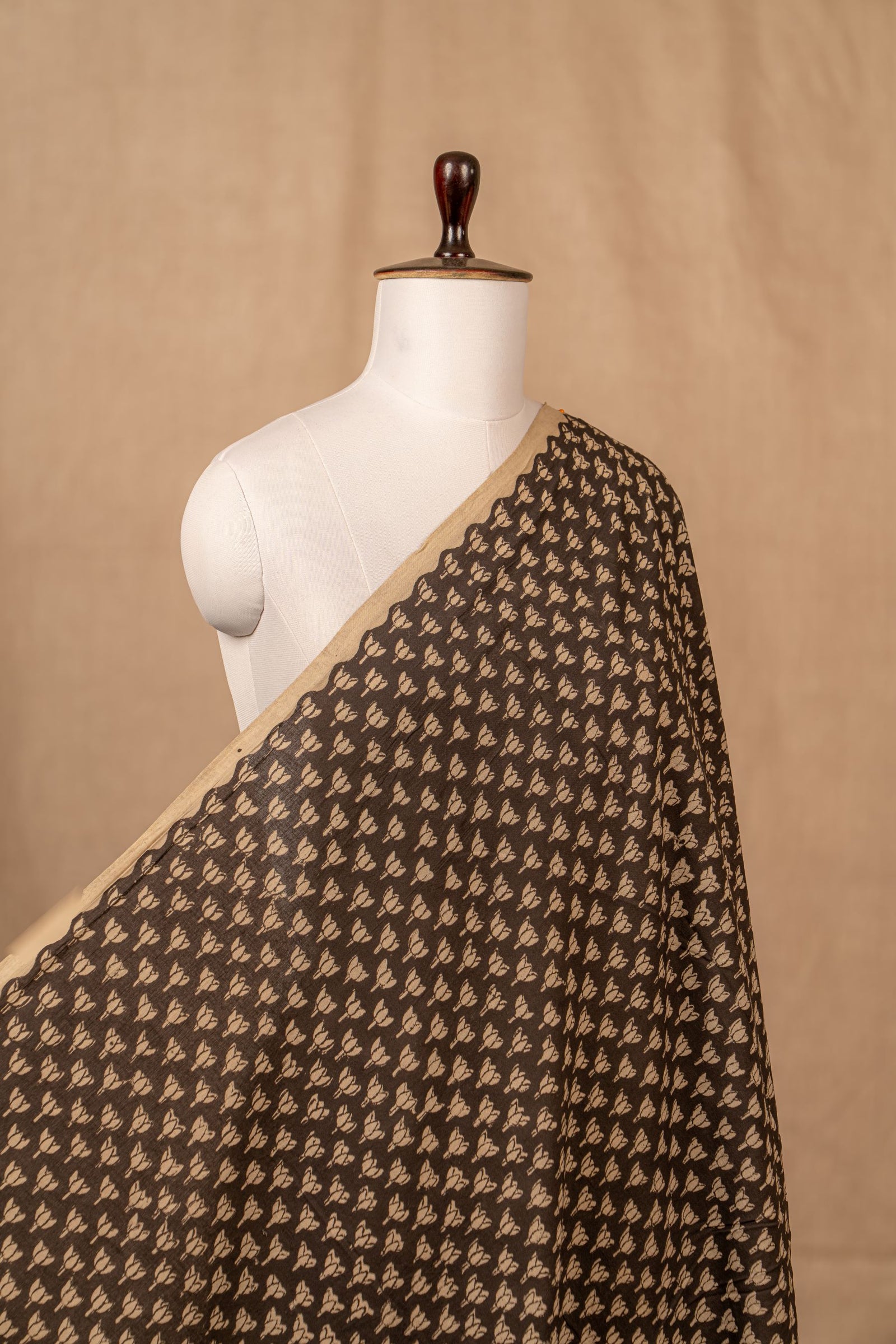 Black Bagru And Dabu Cotton Block Print