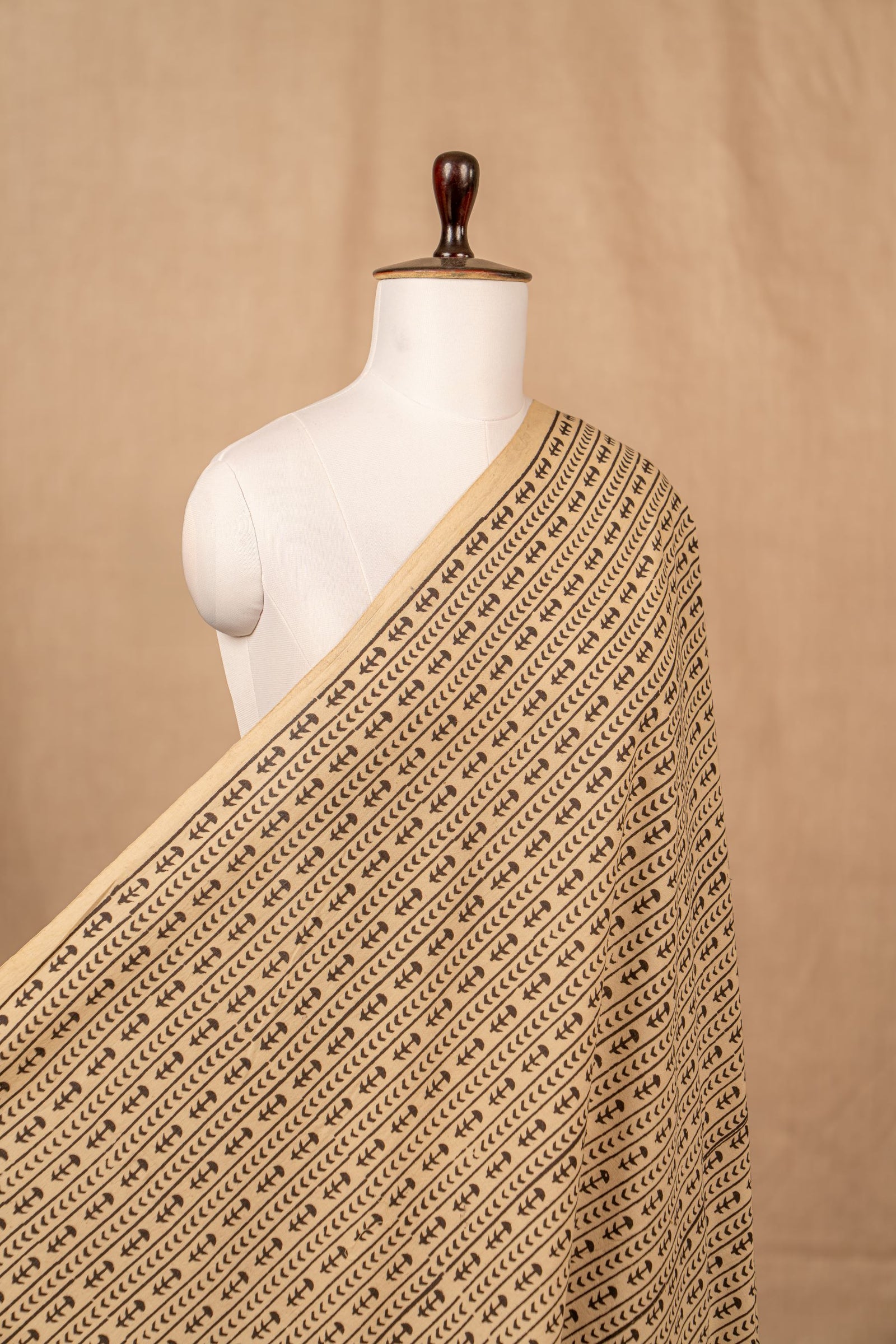 Off White Bagru And Dabu Cotton Block Print