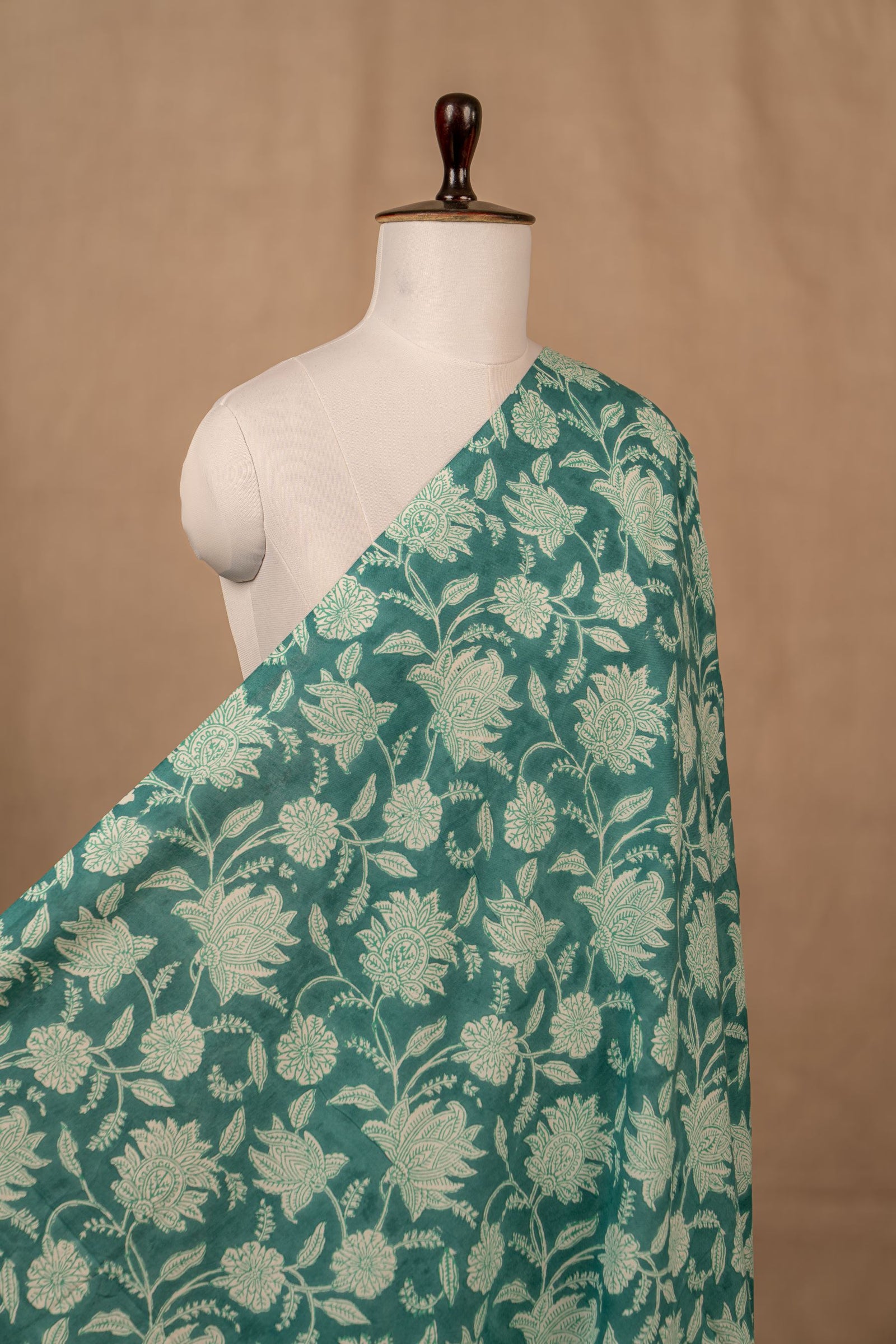 Teal Green Sanganeri Cotton Block Print