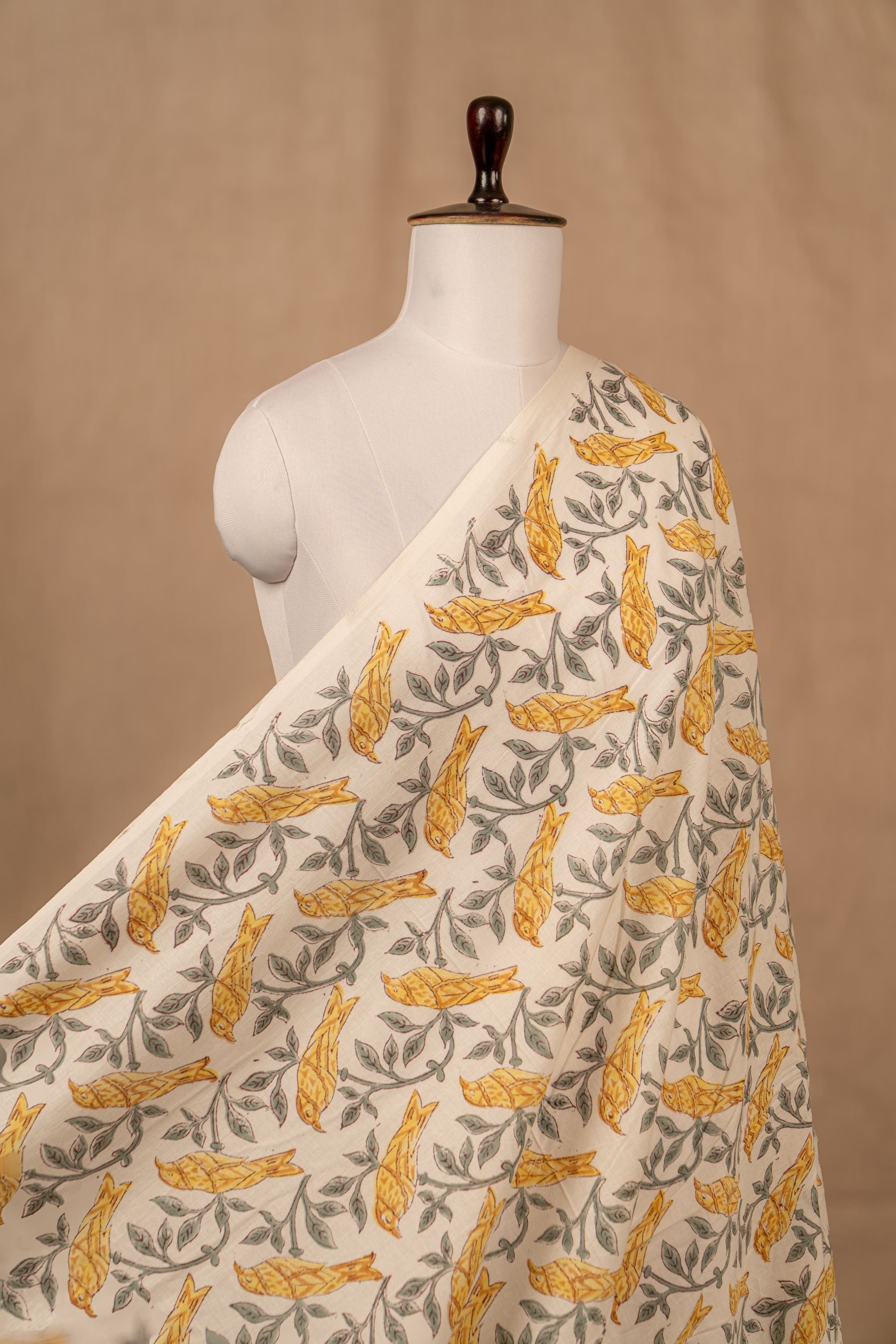 Off White Sanganeri Cotton Block Print
