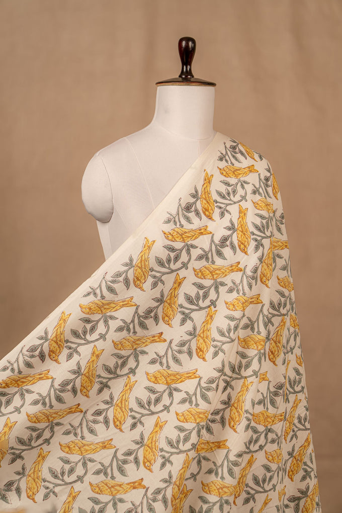 Off White Sanganeri Cotton Block Print