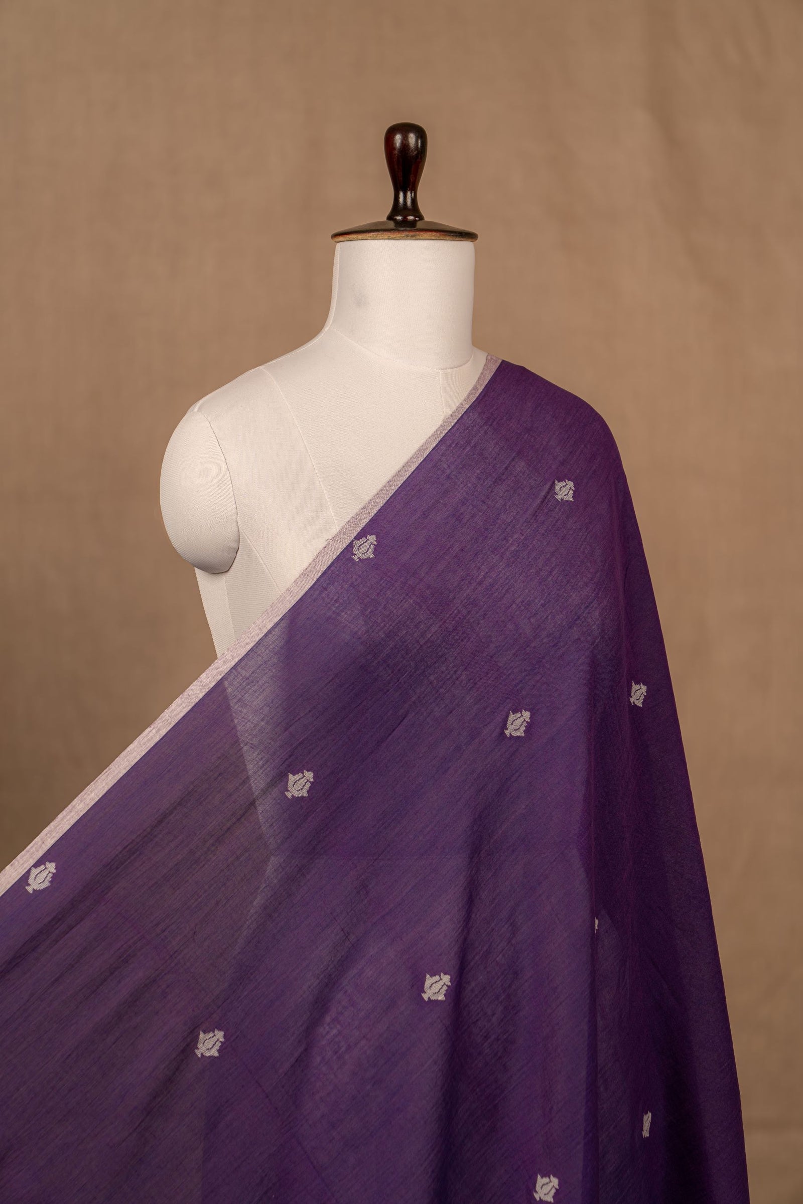 Purple Jamdani Mul Cotton Handwoven