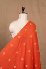 Orange Jamdani Mul Cotton Handwoven