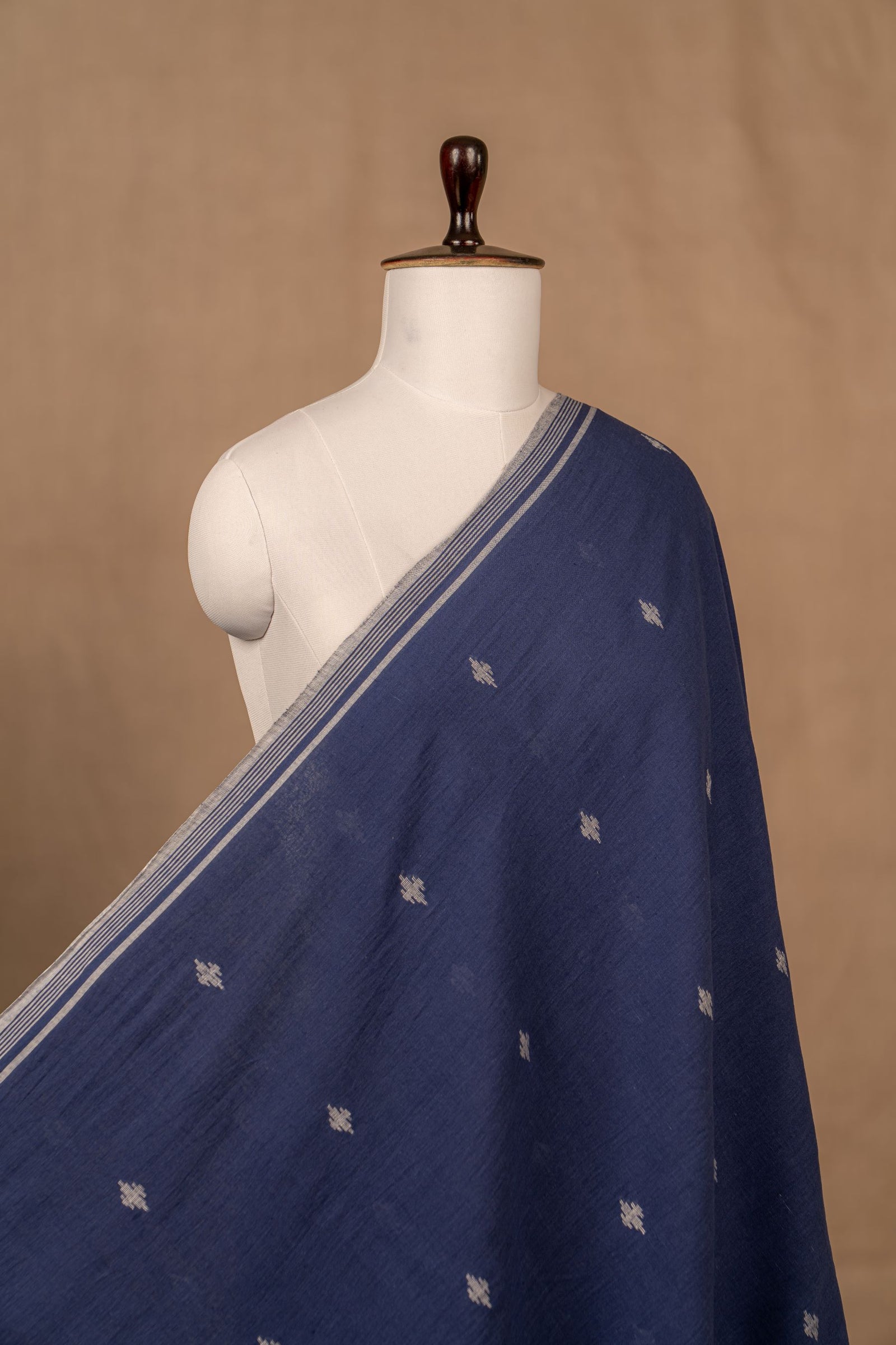 Blue Jamdani Mul Cotton Handwoven