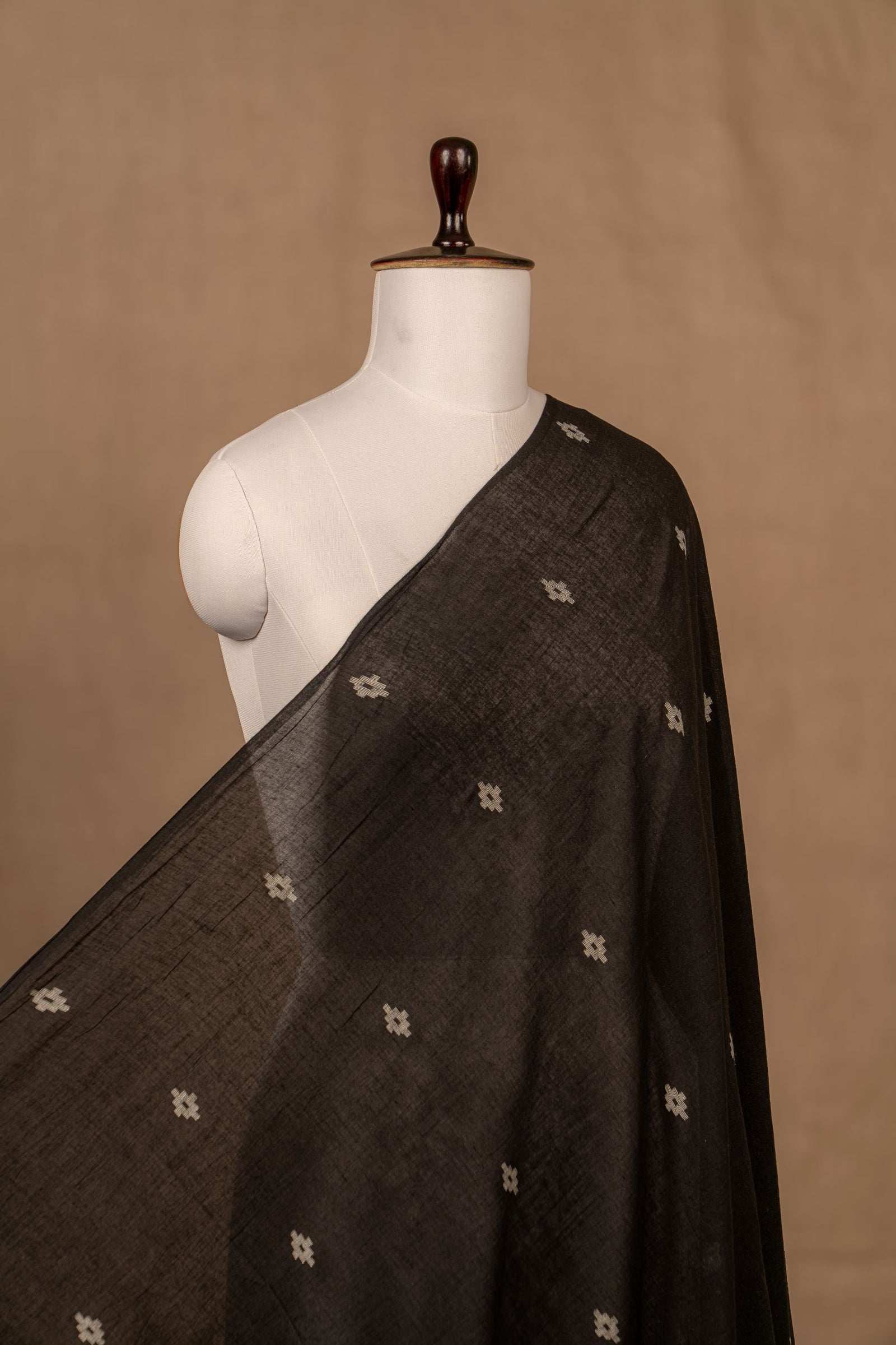 Black Jamdani Mul Cotton Handwoven