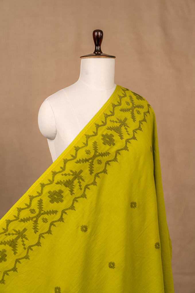 Green Jamdani Mul Cotton Handwoven