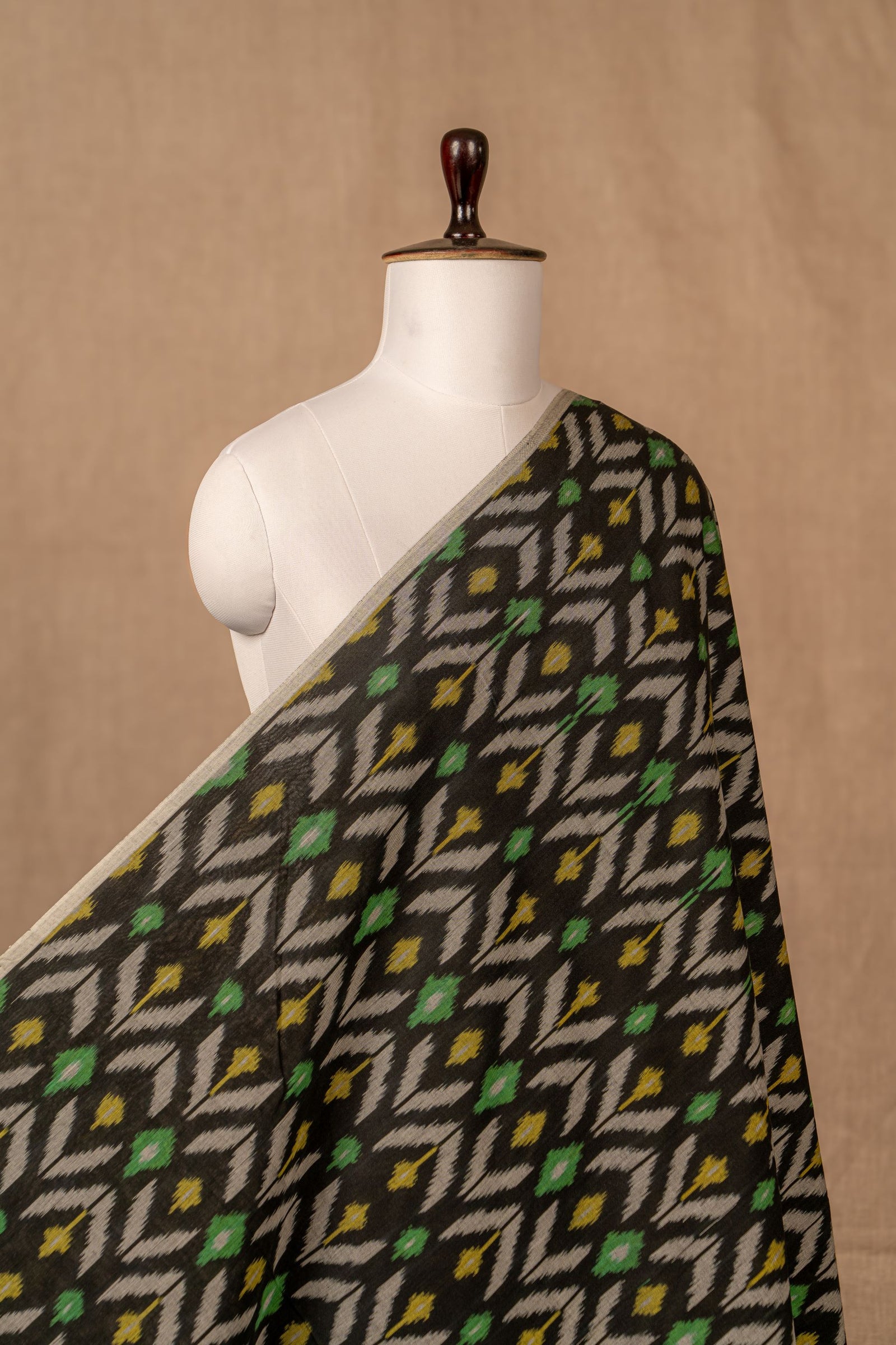 Black Ikat Mercerised Cotton Ikat