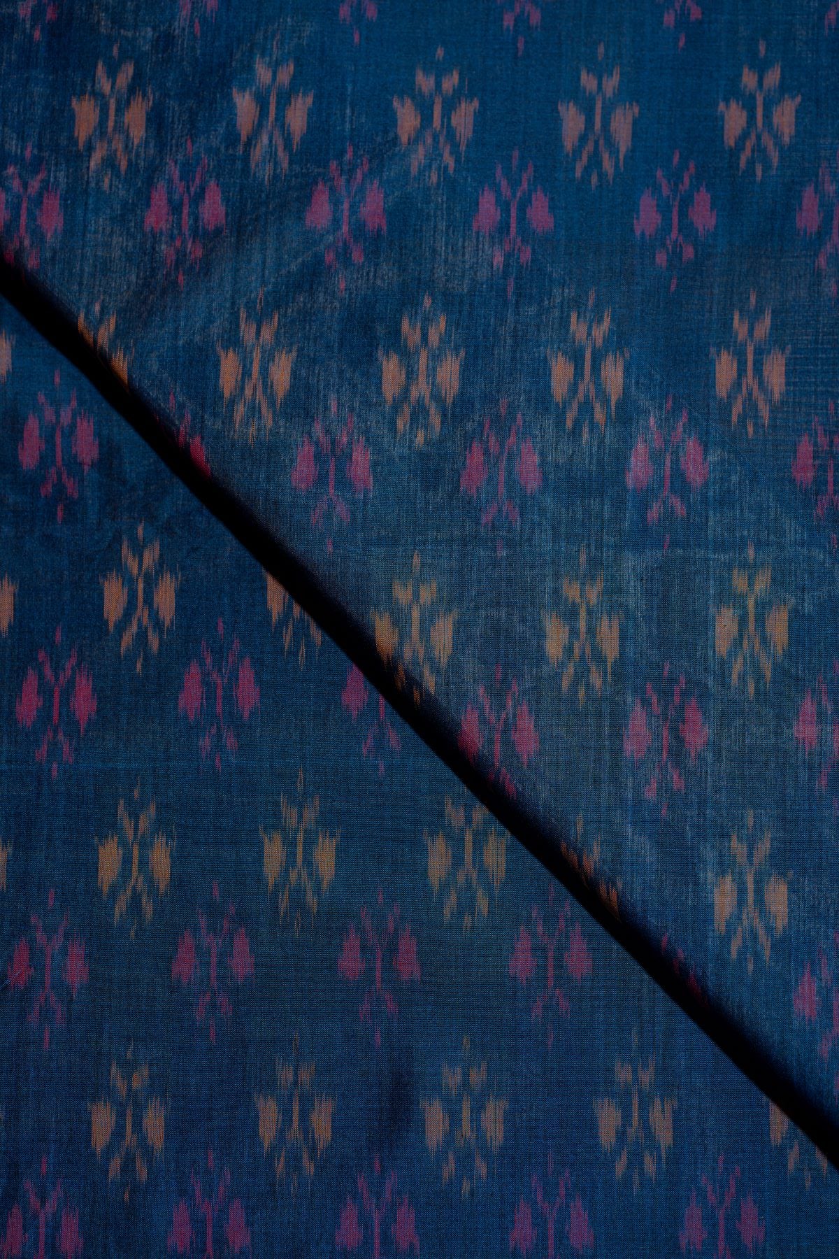 Blue Ikat Mercerised Cotton Ikat