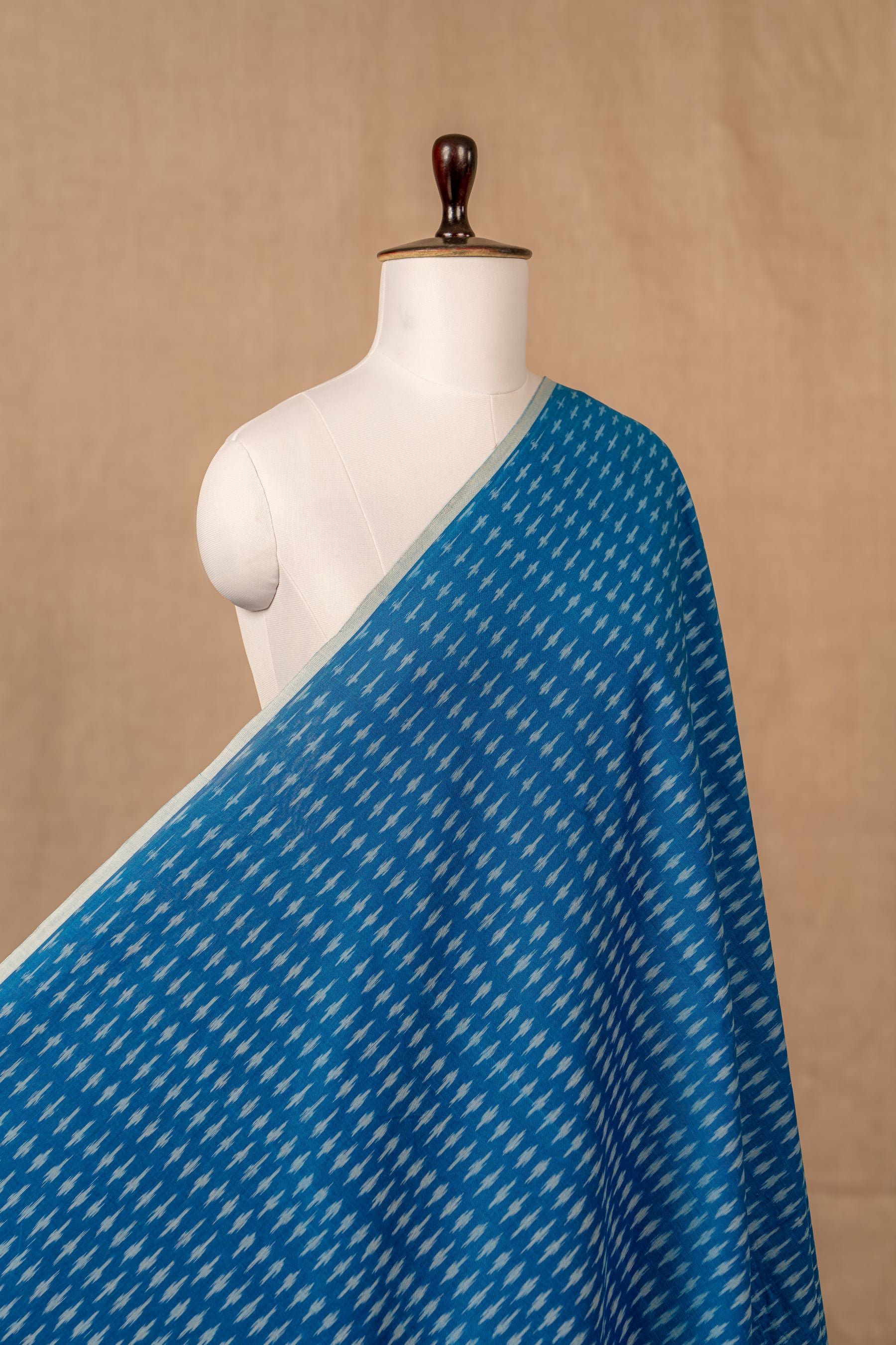 Blue Ikat Mercerised Cotton Ikat