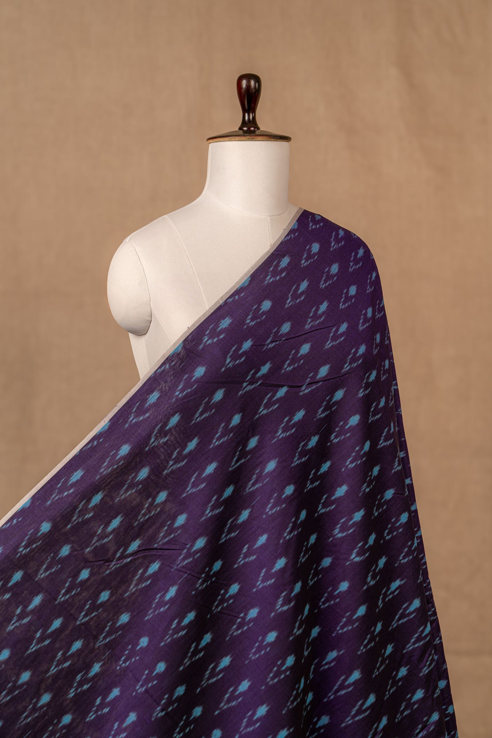 Navy Blue Ikat Mercerised Cotton Ikat