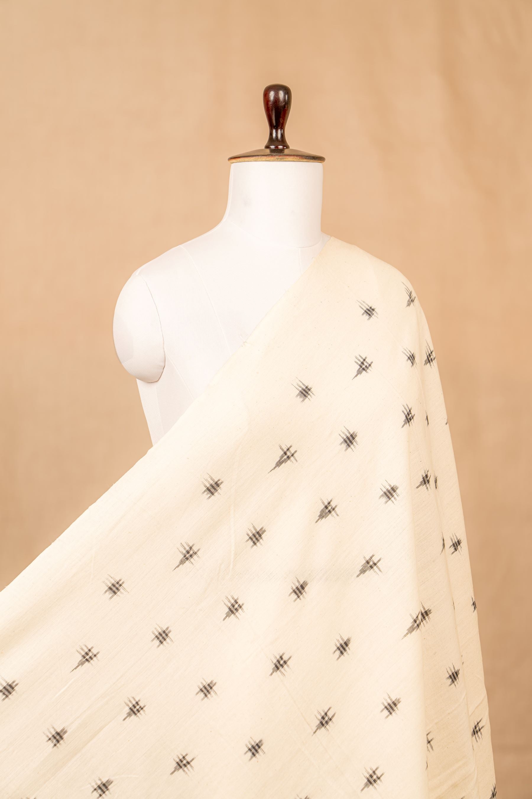 White Double Ikat Cotton Ikat