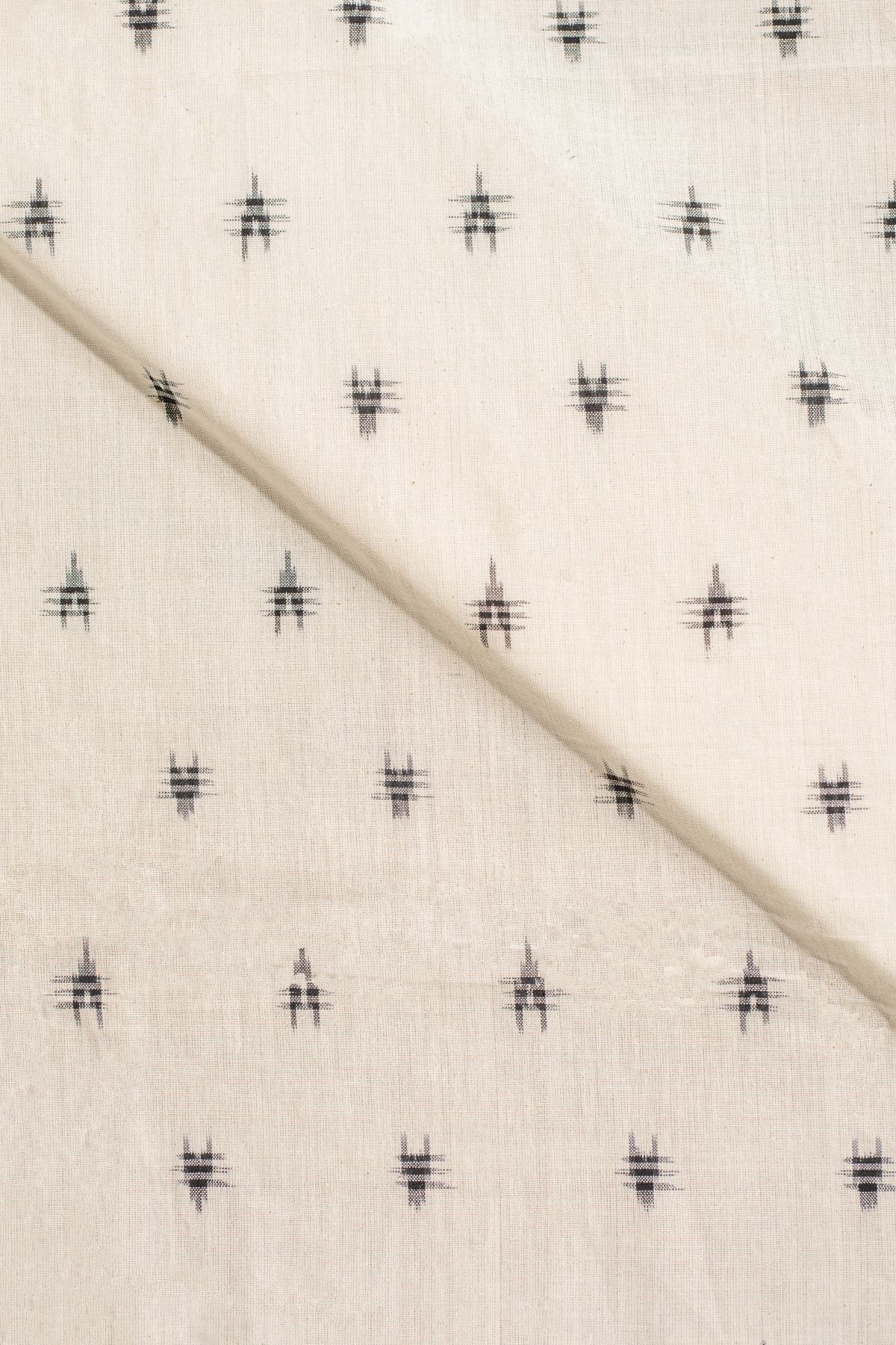 White Double Ikat Cotton Ikat