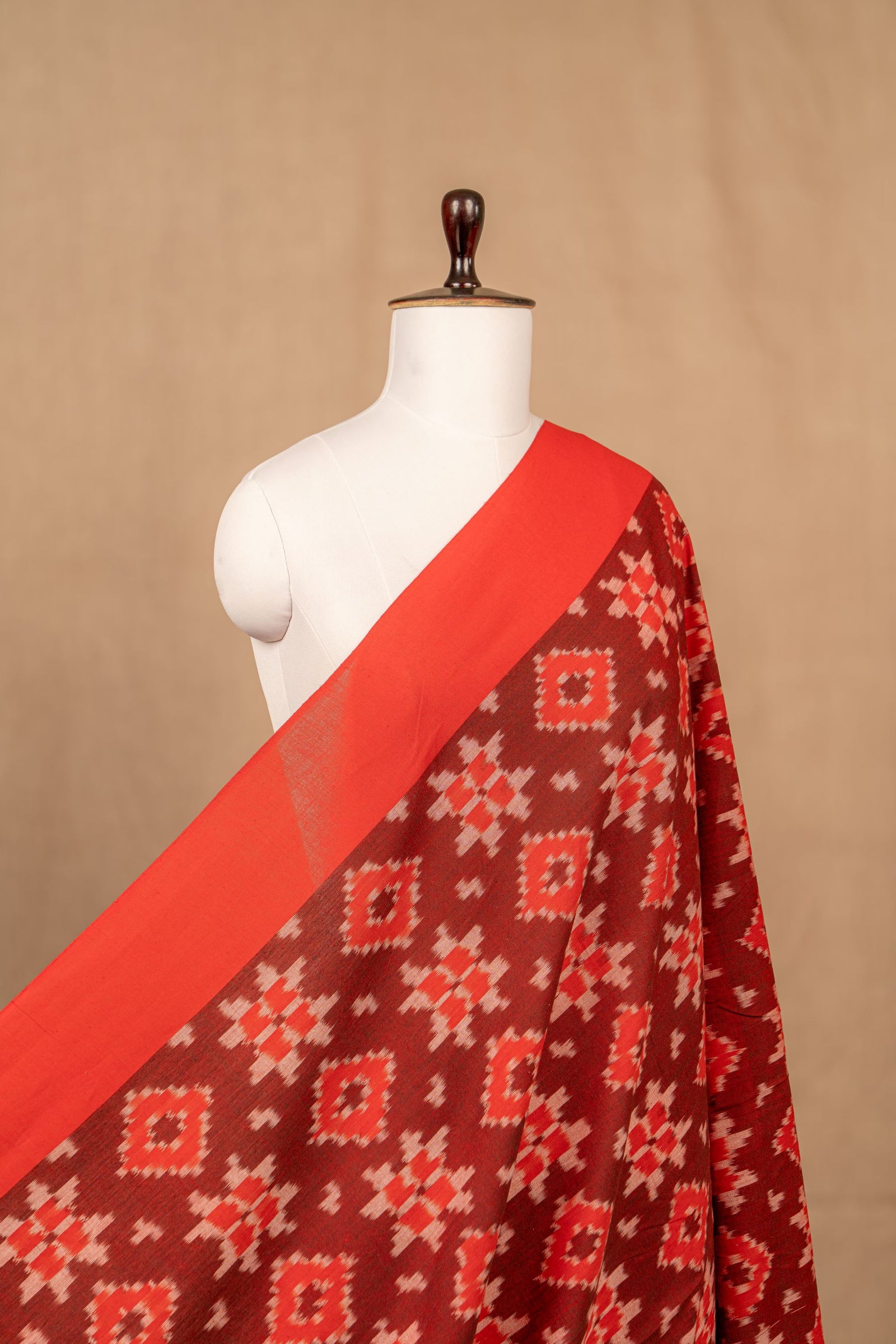 Maroon Double Ikat Cotton Ikat