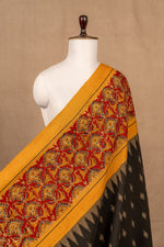 Black Ikat Temple Border Cotton Ikat