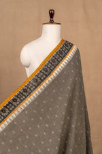 Grey Ikat With Temple Border Cotton Ikat