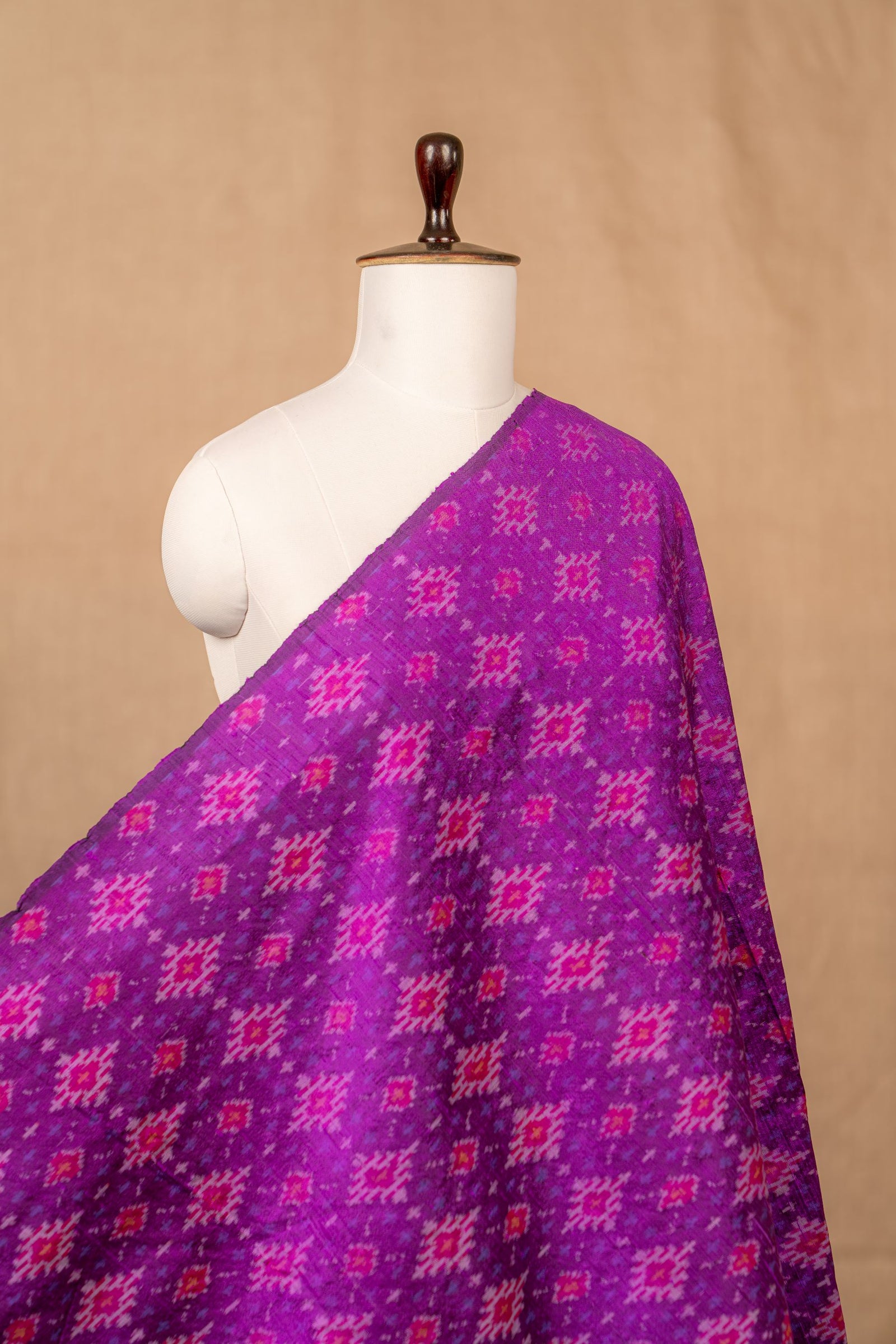 Purple Ikat Raw Silk Tye And Die