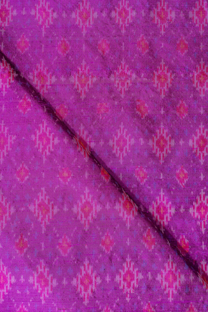 Purple Ikat Raw Silk Tye And Die