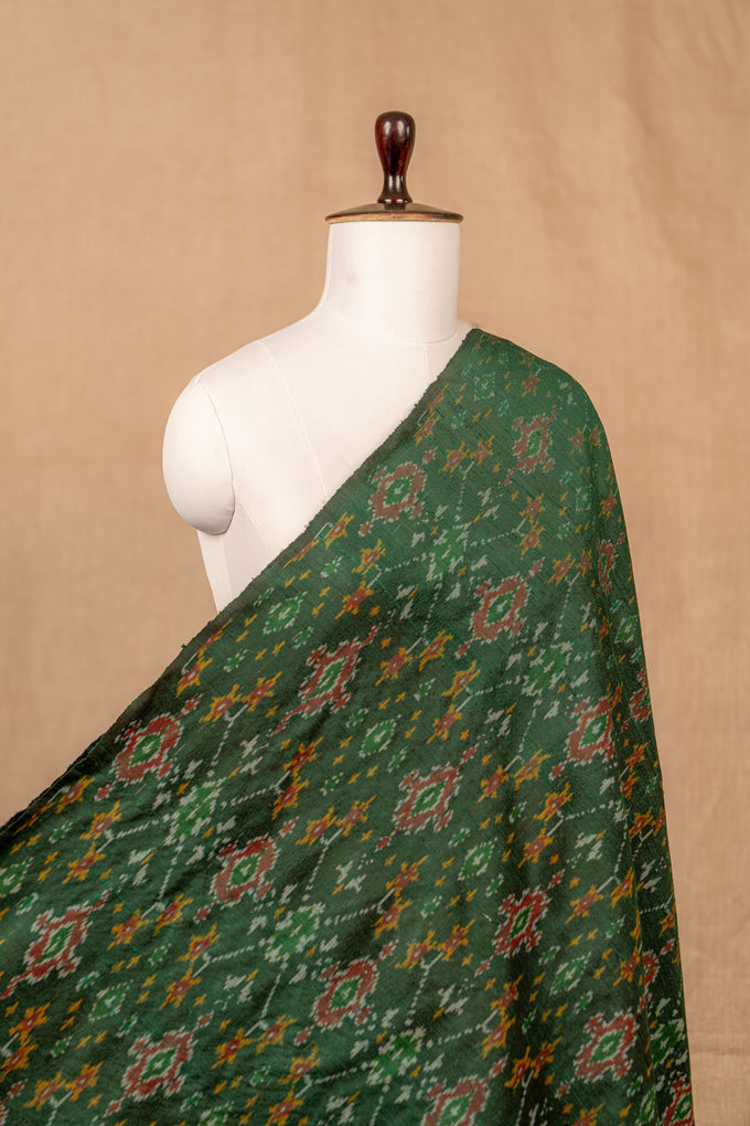 Green Ikat Raw Silk Tye And Die