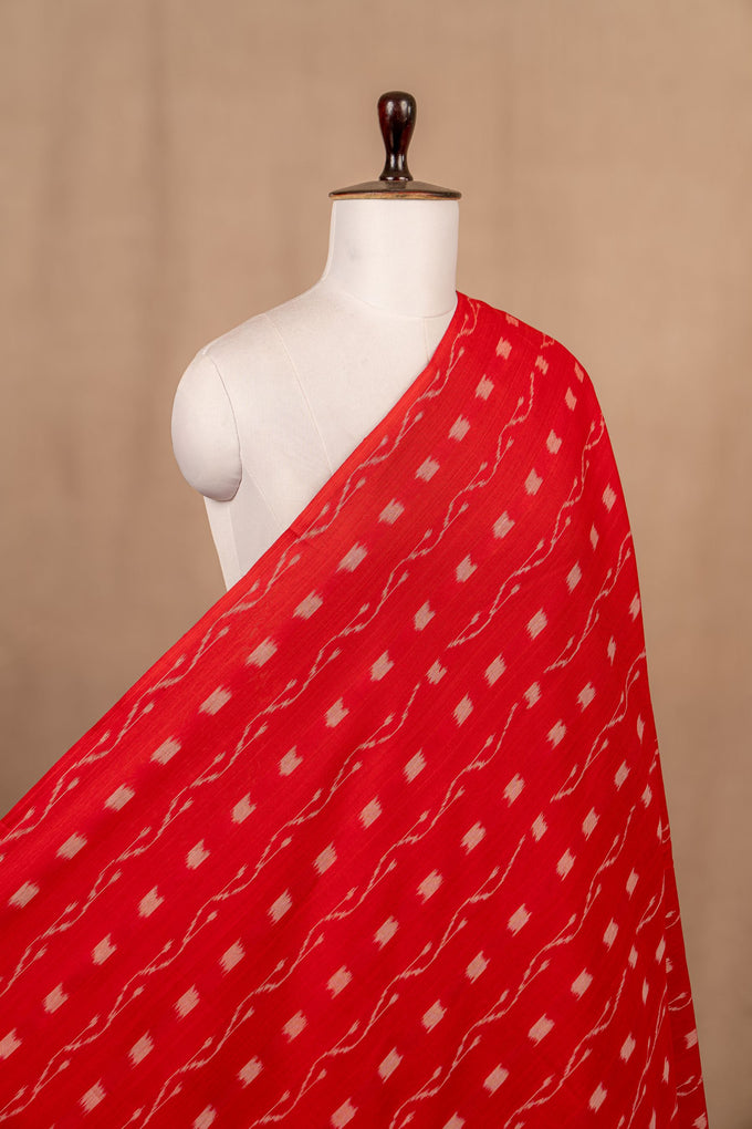 Red Sambalpuri Ikat Cotton Tie And Dye
