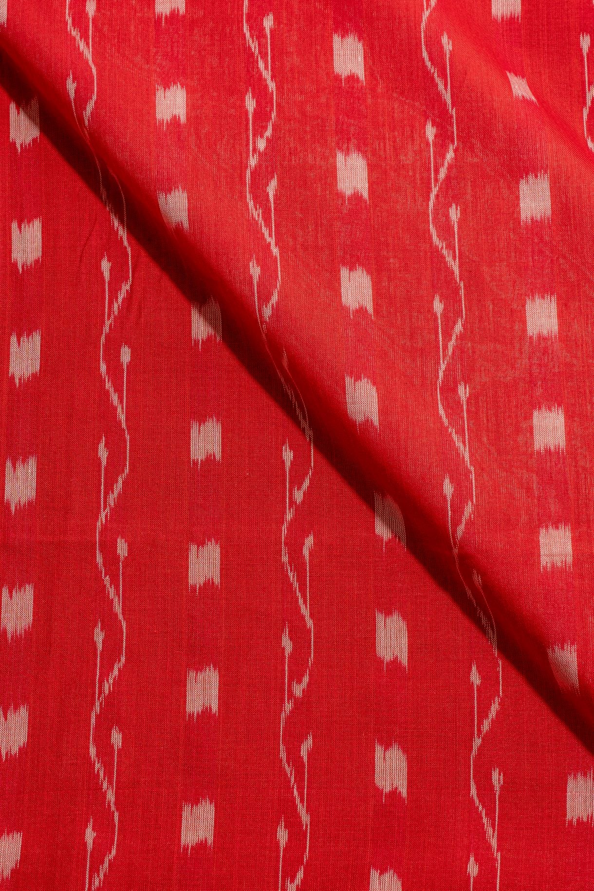 Red Sambalpuri Ikat Cotton Tie And Dye