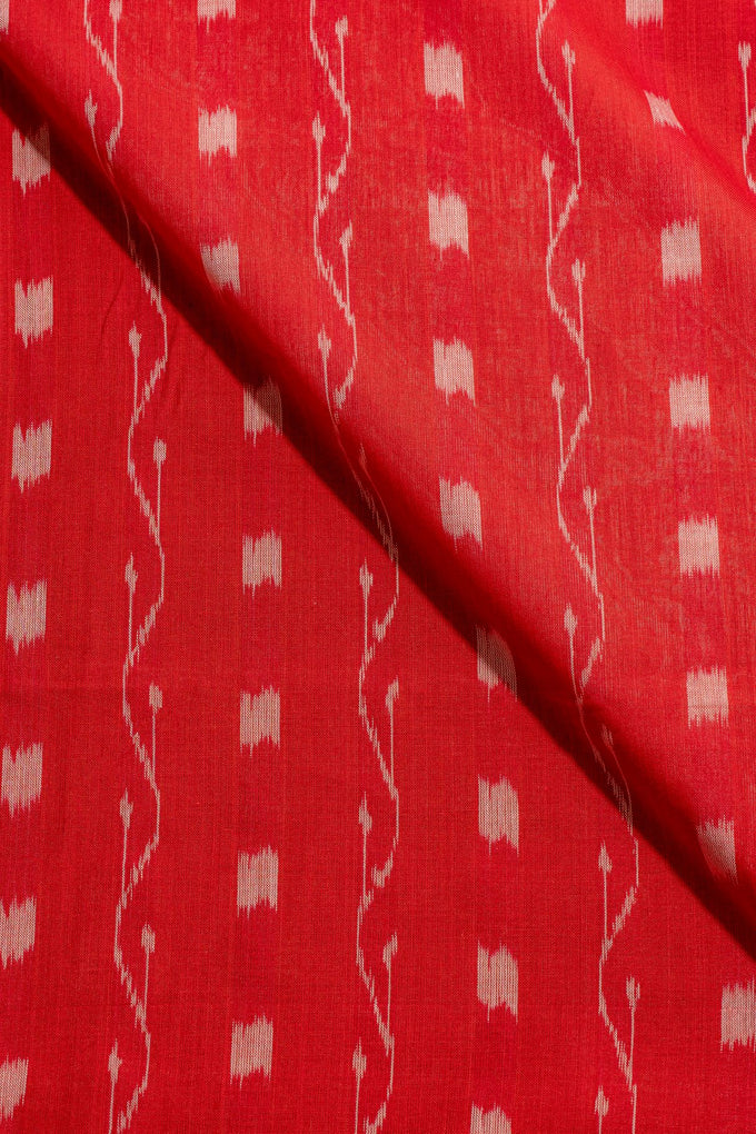 Red Sambalpuri Ikat Cotton Tie And Dye