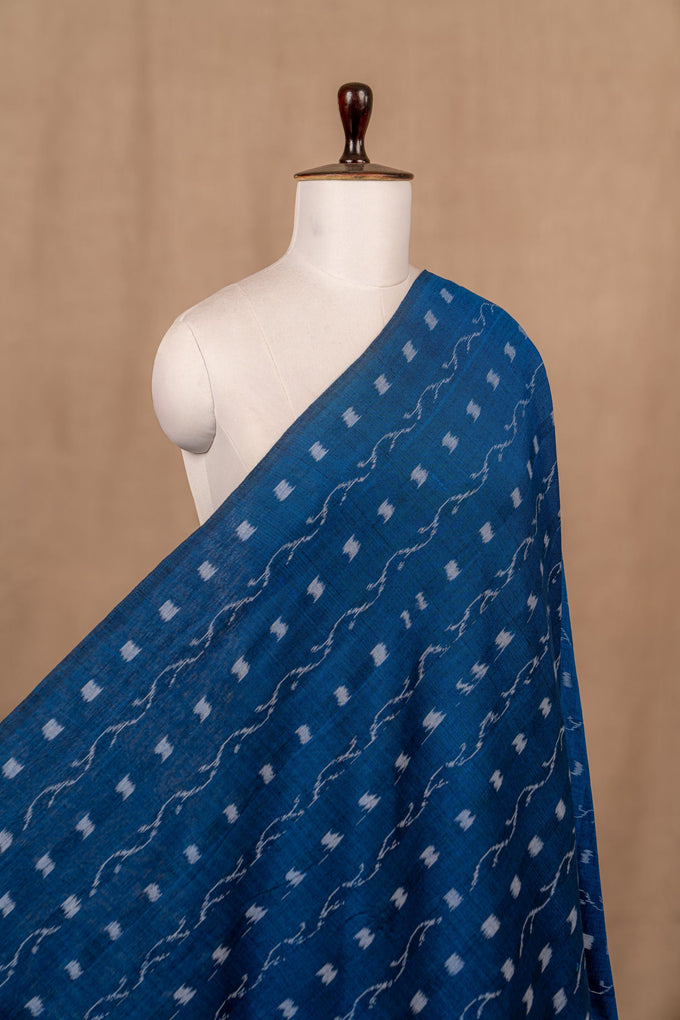 Teal Blue Sambalpuri Ikat Cotton Tie And Dye