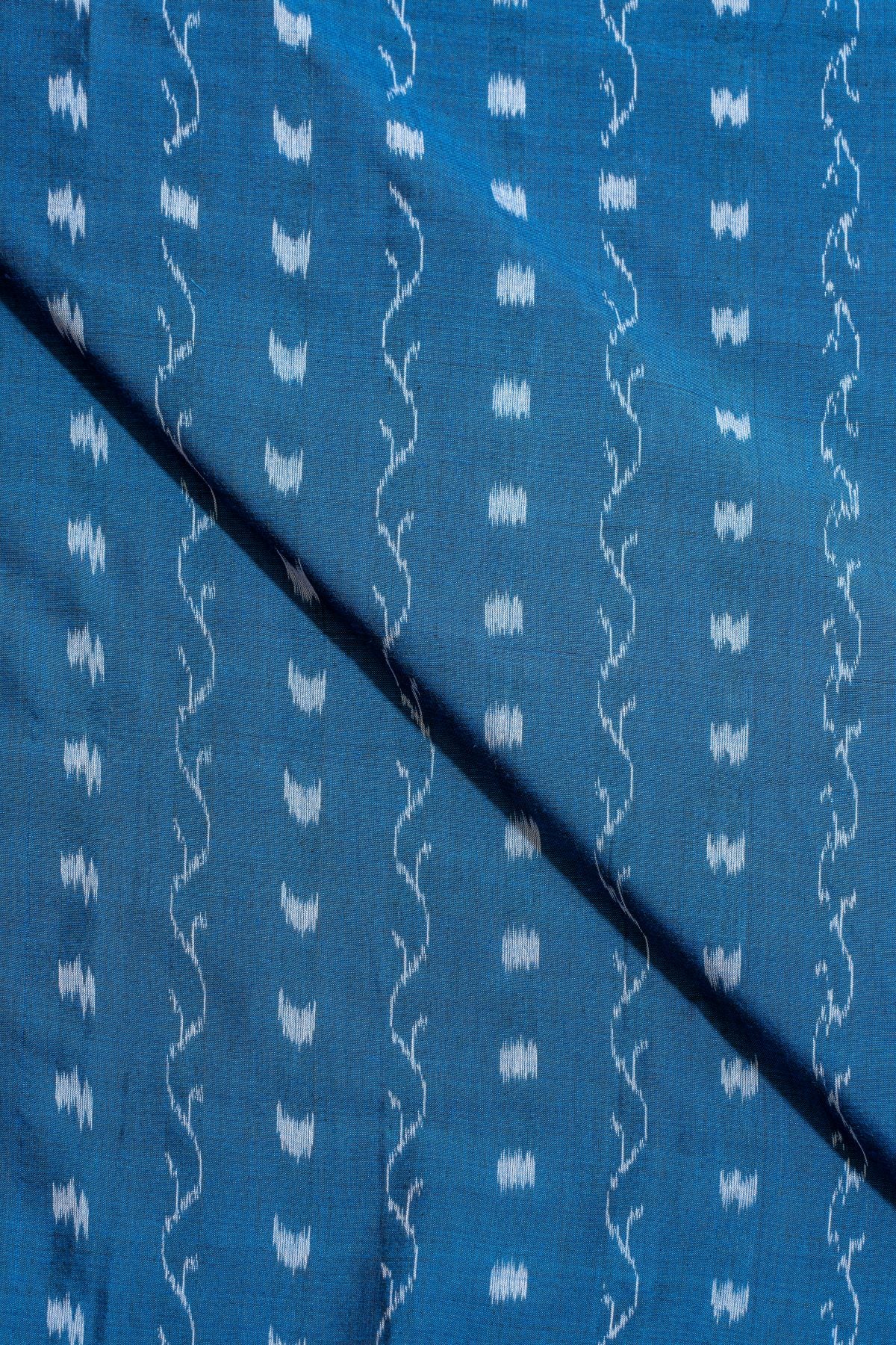 Teal Blue Sambalpuri Ikat Cotton Tie And Dye