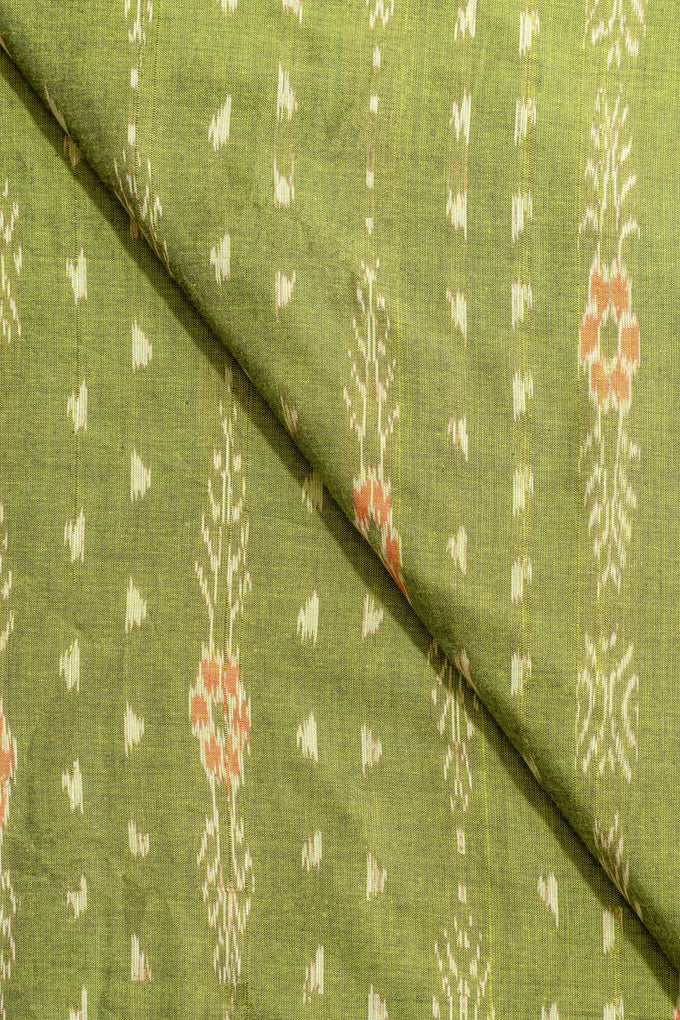 Parrot Green Sambalpuri Ikat Cotton Tie And Dye