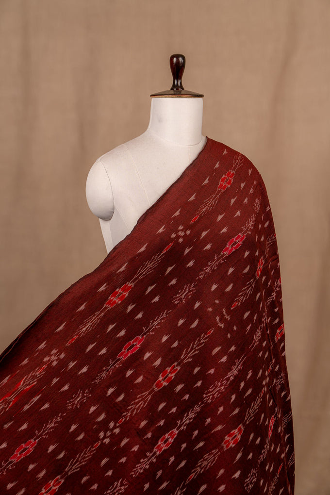 Marron Sambalpuri Ikat Cotton Tie And Dye