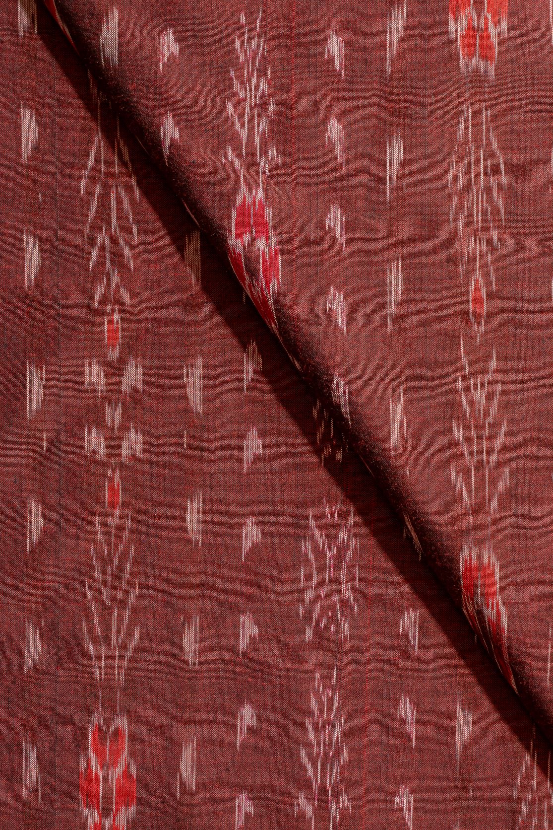 Marron Sambalpuri Ikat Cotton Tie And Dye