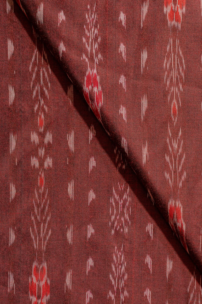 Marron Sambalpuri Ikat Cotton Tie And Dye