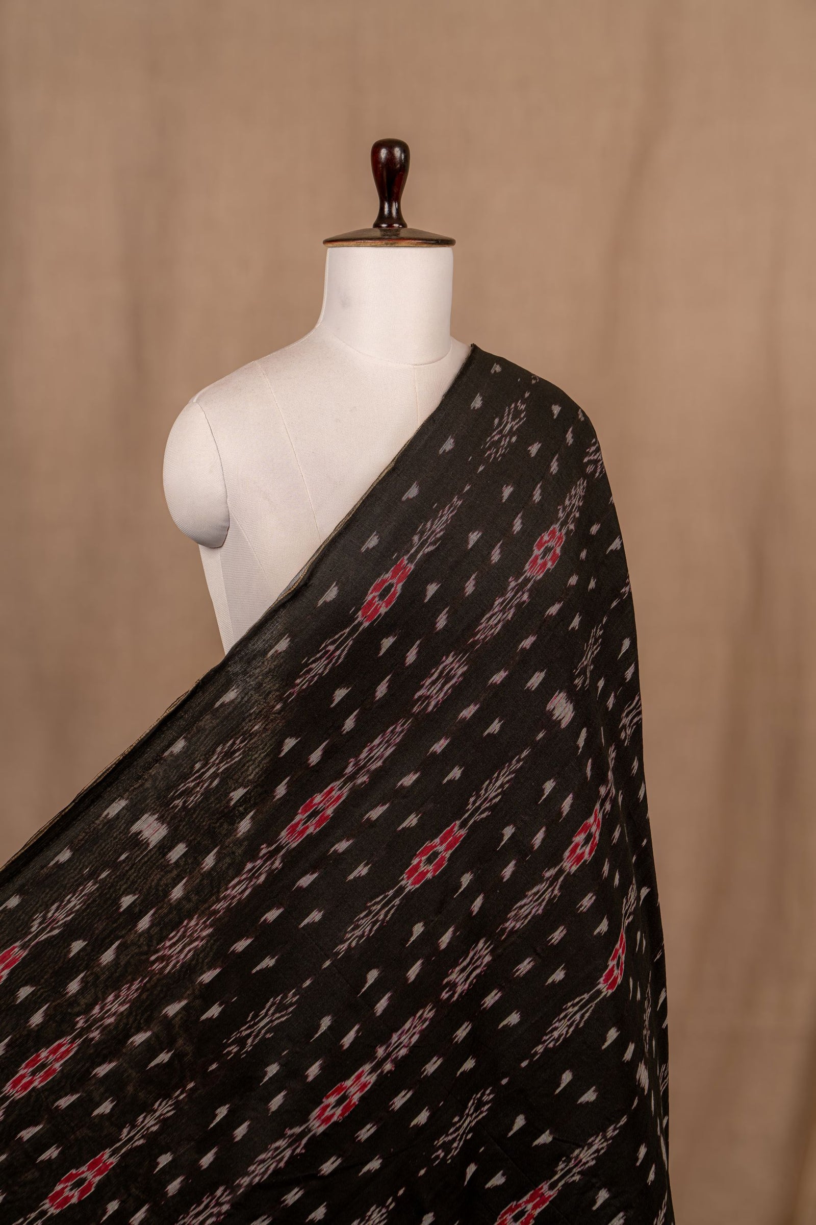 Black Sambalpuri Ikat Cotton Tie And Dye